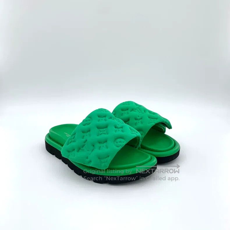 Louis Vuitton Louis Vuitton Green logo presbyopic embossed flat slippers Size US 5.5 / IT 35.5 - 2 Thumbnail