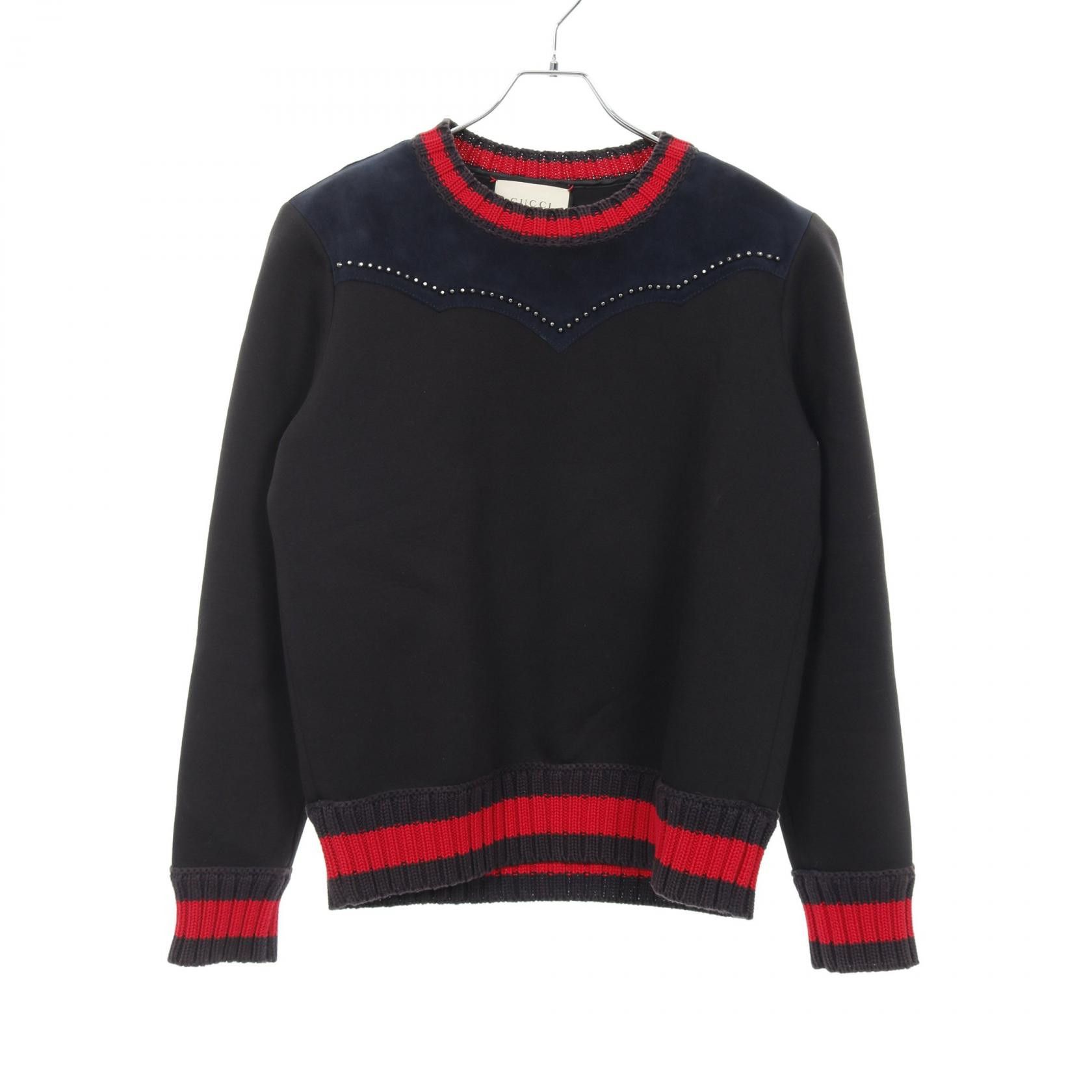 Gucci Gucci Gucci Web Stripe Cotton Suede Top Cotton Sweatshirts & Hoodies 440151 Size ONE SIZE - 1 Thumbnail