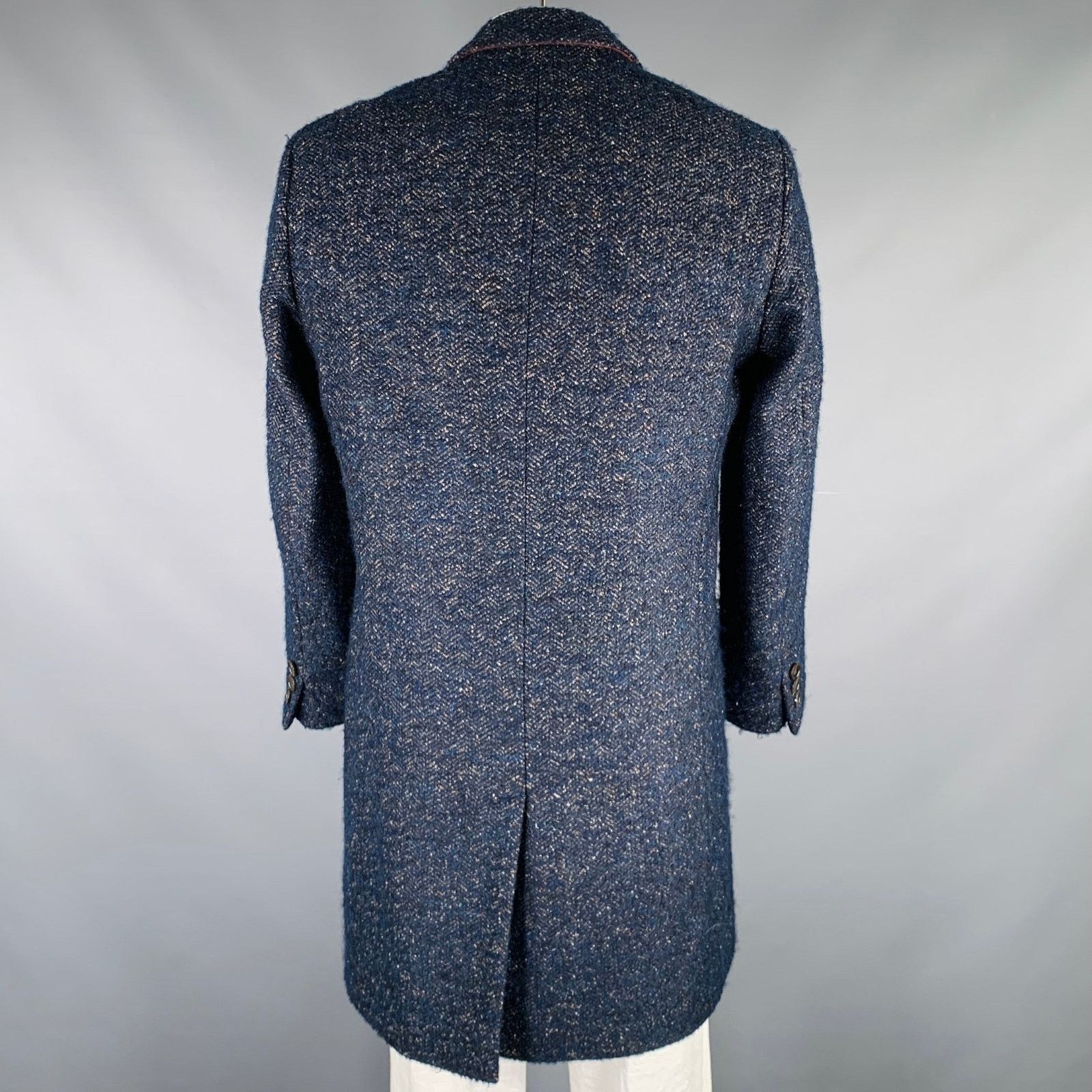 Hugo Boss HUGO BOSS Size 42 Navy Taupe Nailhead Virgin Wool Blend Coat Size US L / EU 52-54 / 3 - 4 Thumbnail