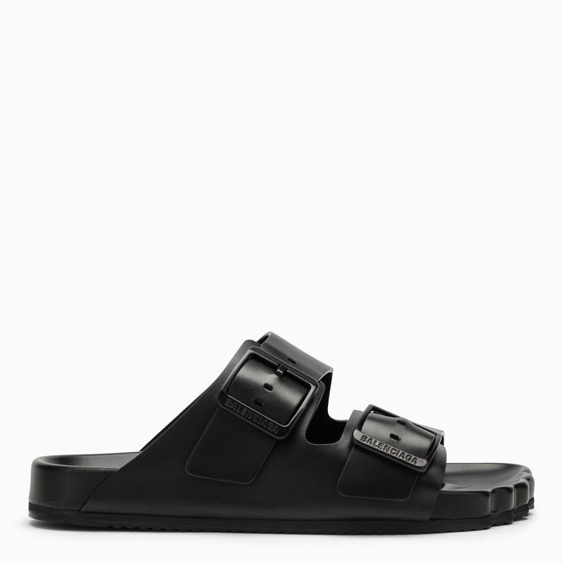 image of Balenciaga Black Leather Sunday Sandal, Women's (Size 8)