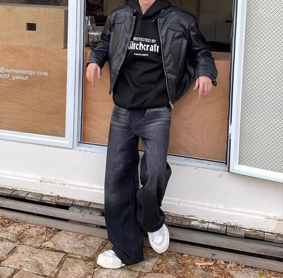 Japanese Brand × Jean Black Faded Wash Stacked Denim Jeans Size US 34 / EU 50 - 1 Thumbnail