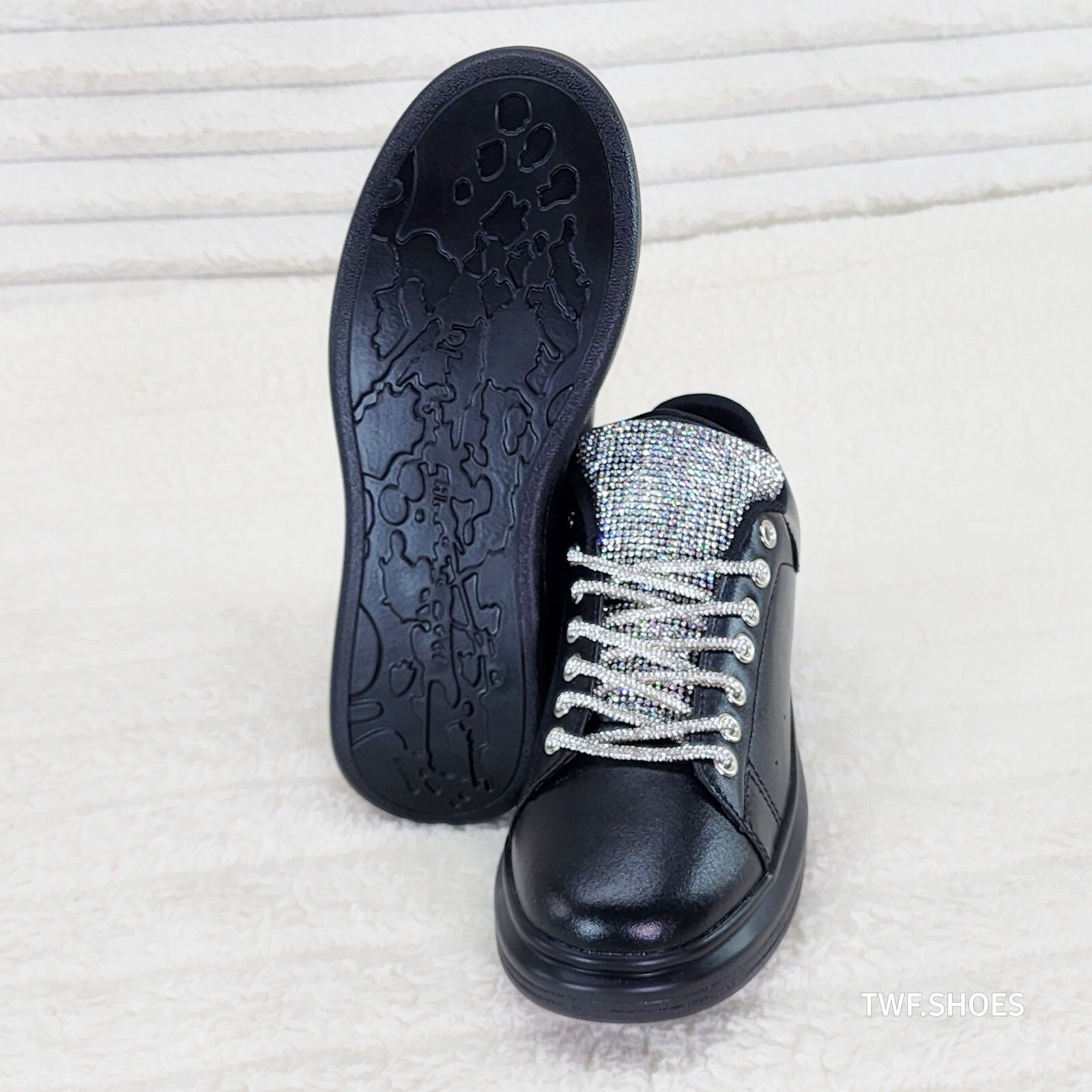 Other Comfy Cush 4 Jet Black Rhinestone Fashion Sneakers Tennis Sh Size US 6 / IT 36 - 2 Thumbnail