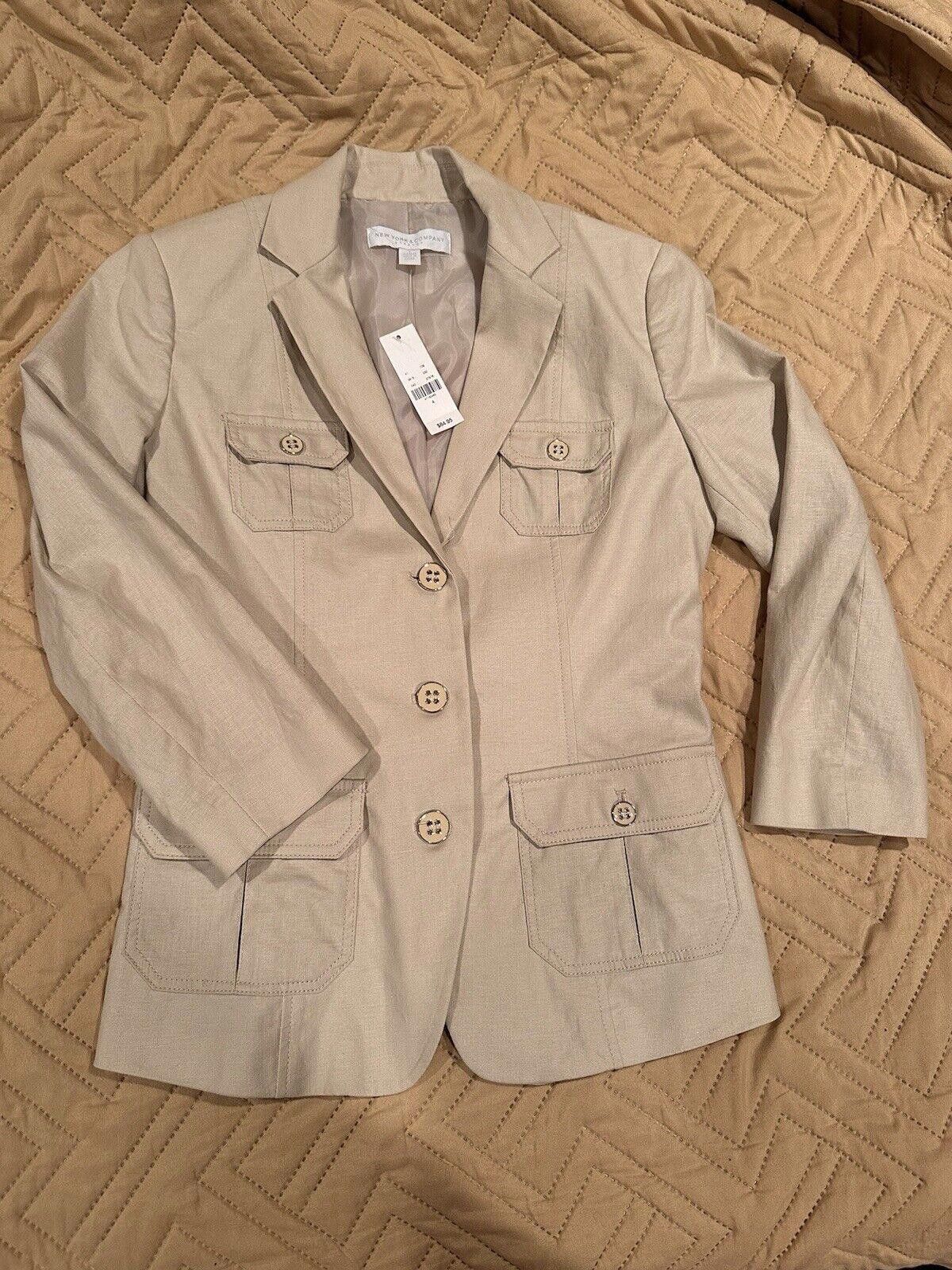 Designer Liz Claiborne Collection Cream Blazer Size 4 Women Nwt Size XL / US 12-14 / IT 48-50 - 1 Thumbnail