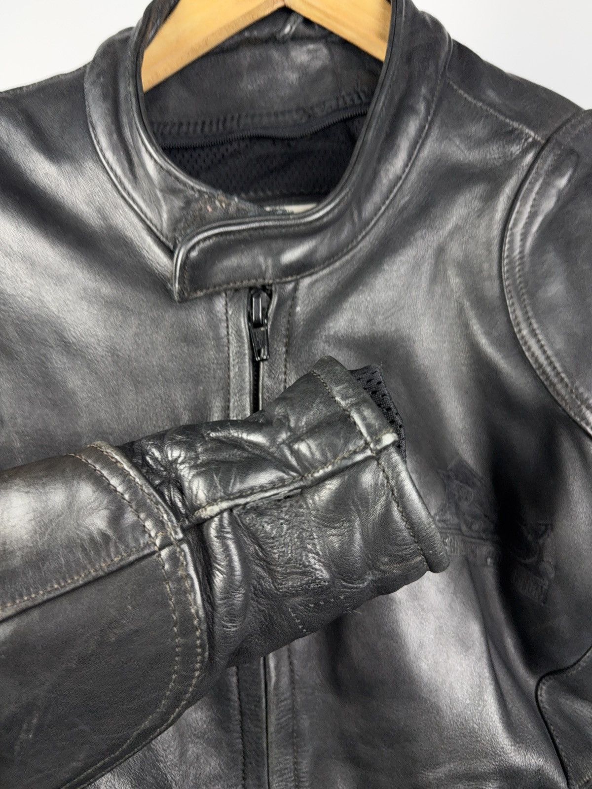 Leather Vntg 00s Heavy Leather Racing MOTO R.S. Bomber Jacket Punk Size US XL / EU 56 / 4 - 7 Thumbnail