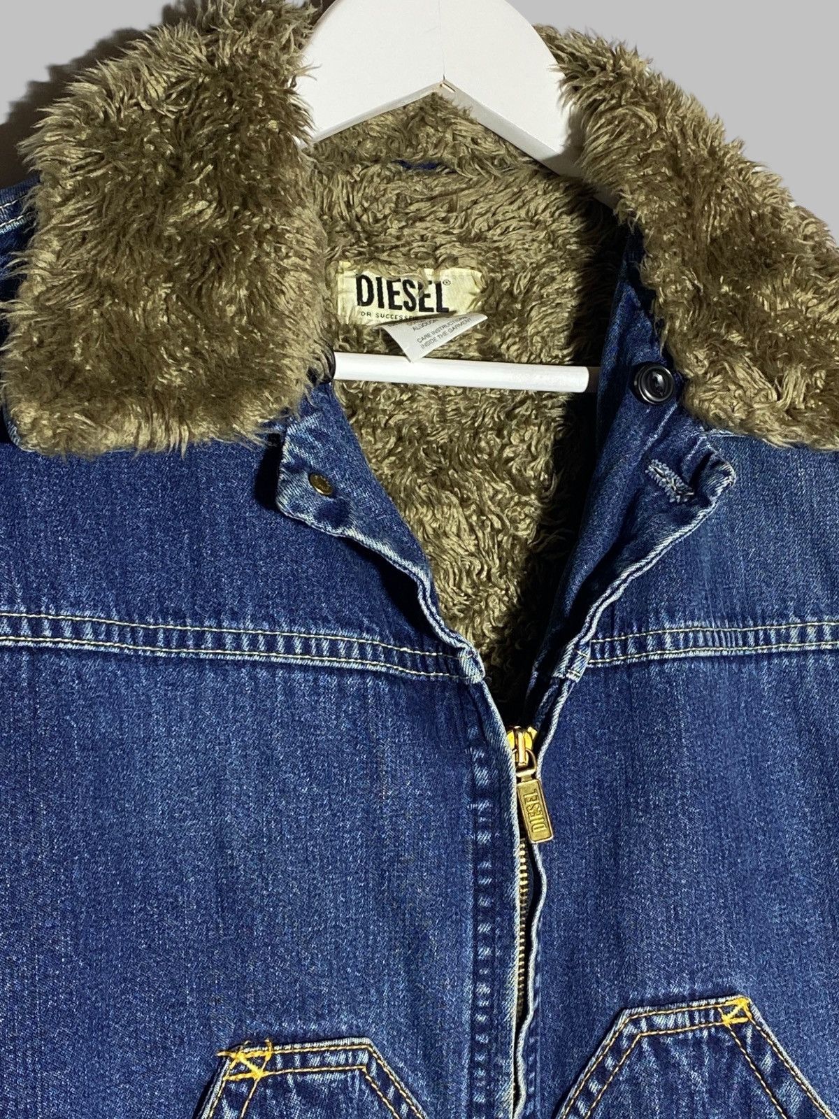 Diesel Vintage 00s Diesel Sherpa Washed Denim Jacket Y2k Style Size M / US 6-8 / IT 42-44 - 21 Thumbnail