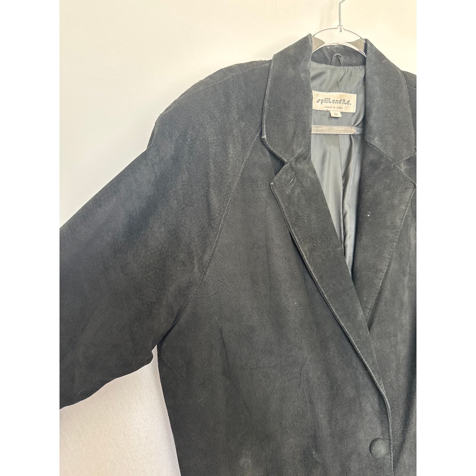 Vintage 90s Split End Ltd Black Suede Leather Long Coat Minimalist M Size M / US 6-8 / IT 42-44 - 6 Thumbnail