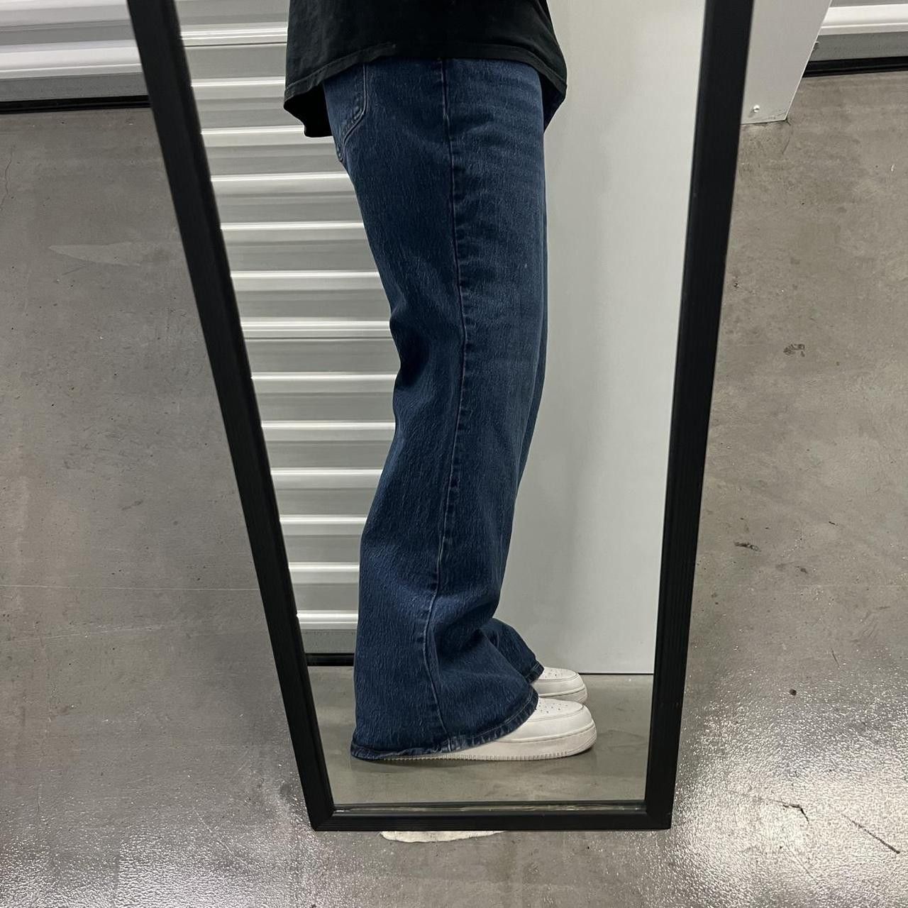 Japanese Brand × Vintage Vintage Y2K High Rise Flared Dark Blue Wash Denim Jeans! Size US 38 / EU 54 - 2 Thumbnail