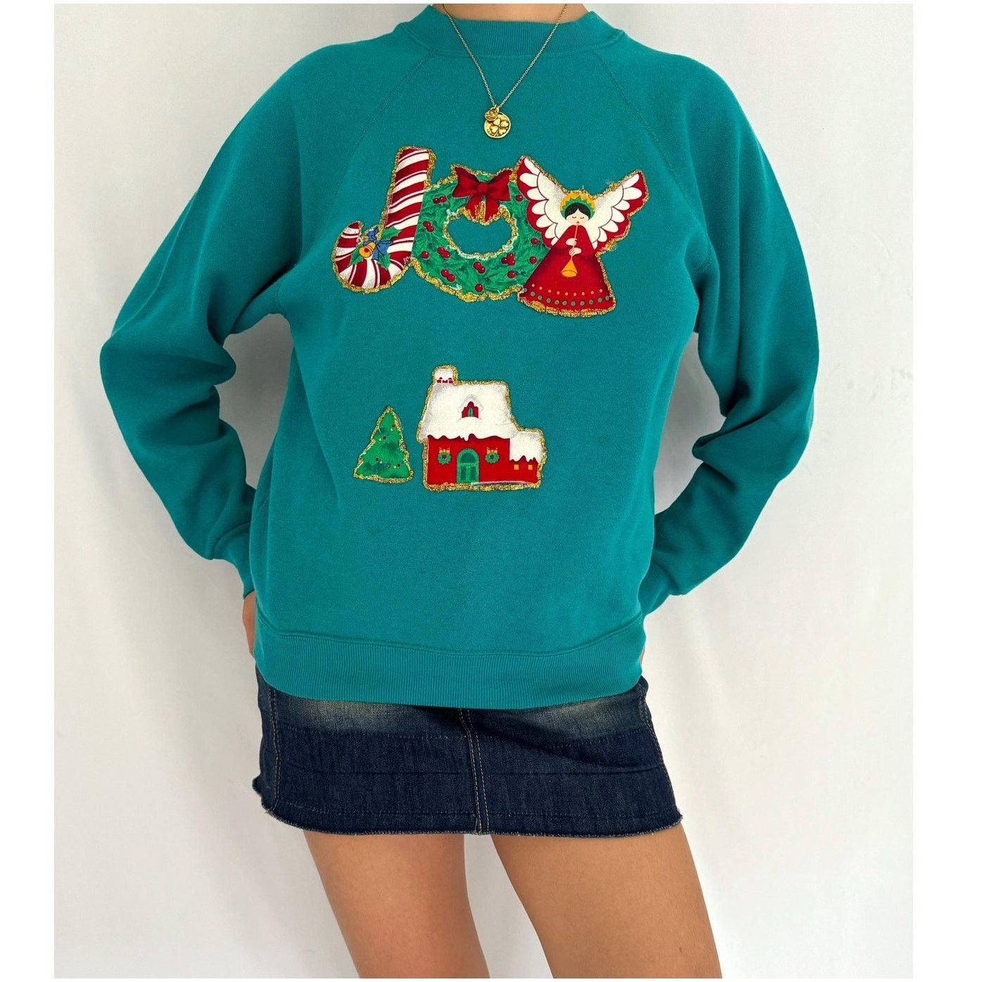 Other 90s vintage festive holiday JOY handmade pullover sweatshirt Size S / US 4 / IT 40 - 1 Thumbnail