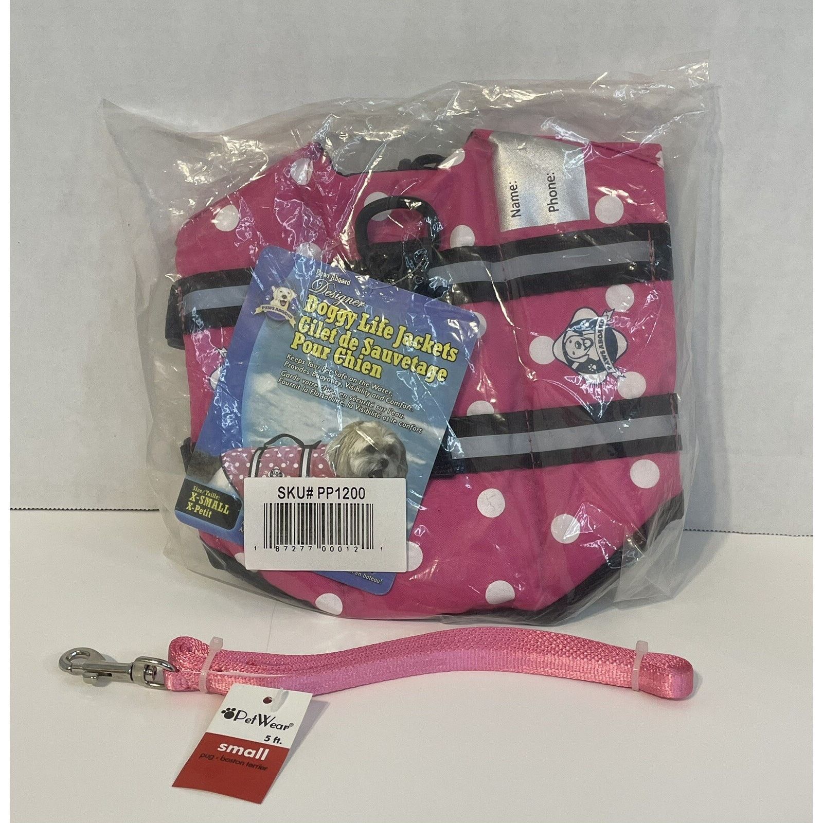 The Unbranded Brand Paws Aboard Dog Life Jacket XS & Matching 5ft Leash Small Size US S / EU 44-46 / 1 - 1 Thumbnail