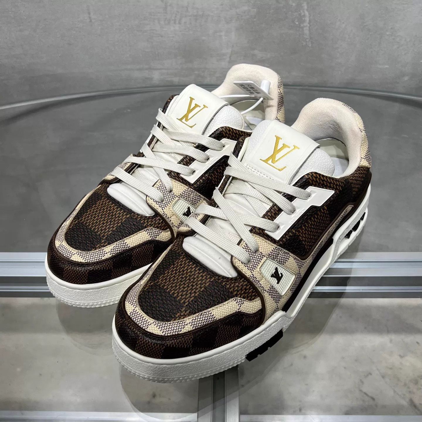 Louis Vuitton LV Trainer White Brown Damier UK5.5 YH25357 Size US 6.5 / EU 39-40 - 2 Thumbnail