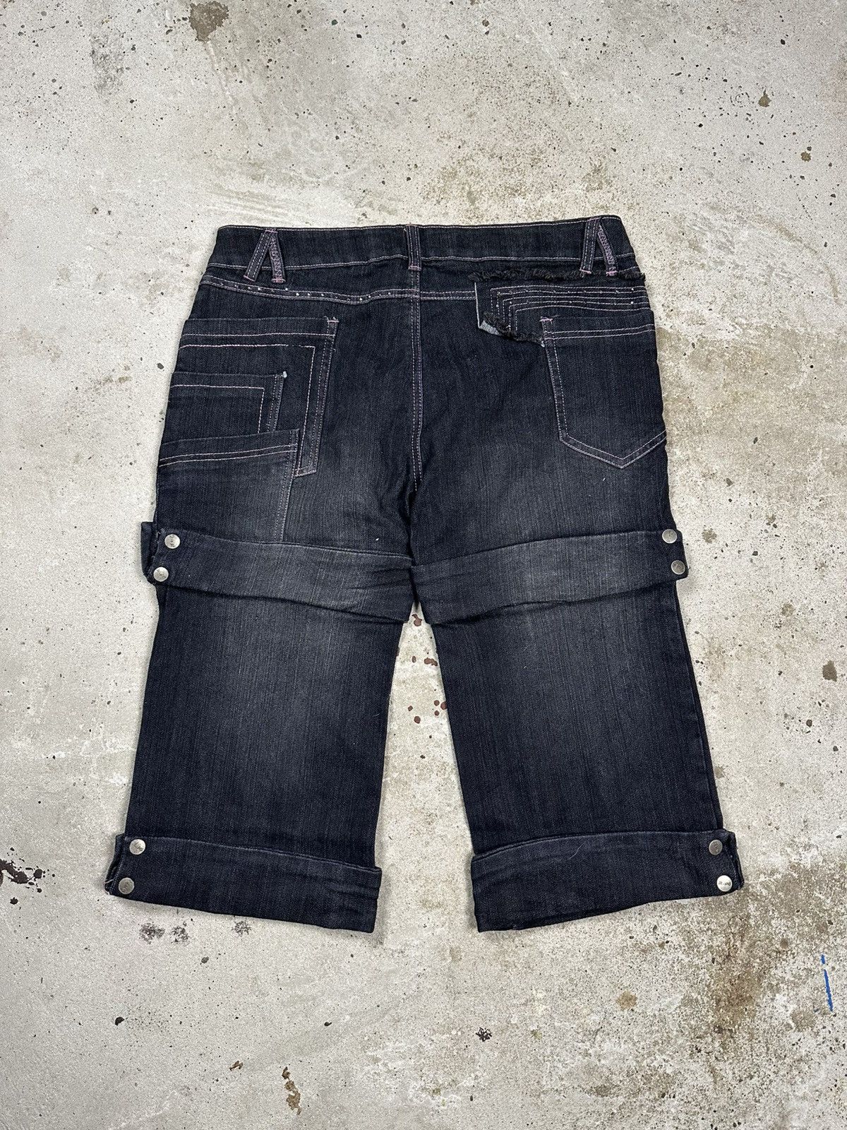 If Six Was Nine Vintage Y2K Baggy Rhinestones Jeans Denim Jorts Shorts Size US 34 / EU 50 - 2 Thumbnail