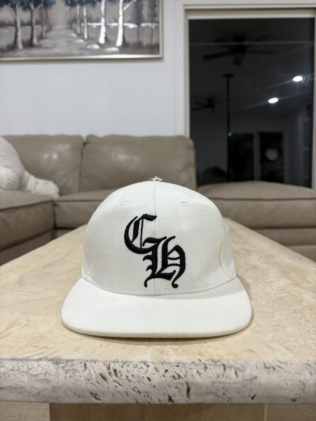 Chrome Hearts Chrome Hearts White CH Baseball Hat Size ONE SIZE - 1 Thumbnail