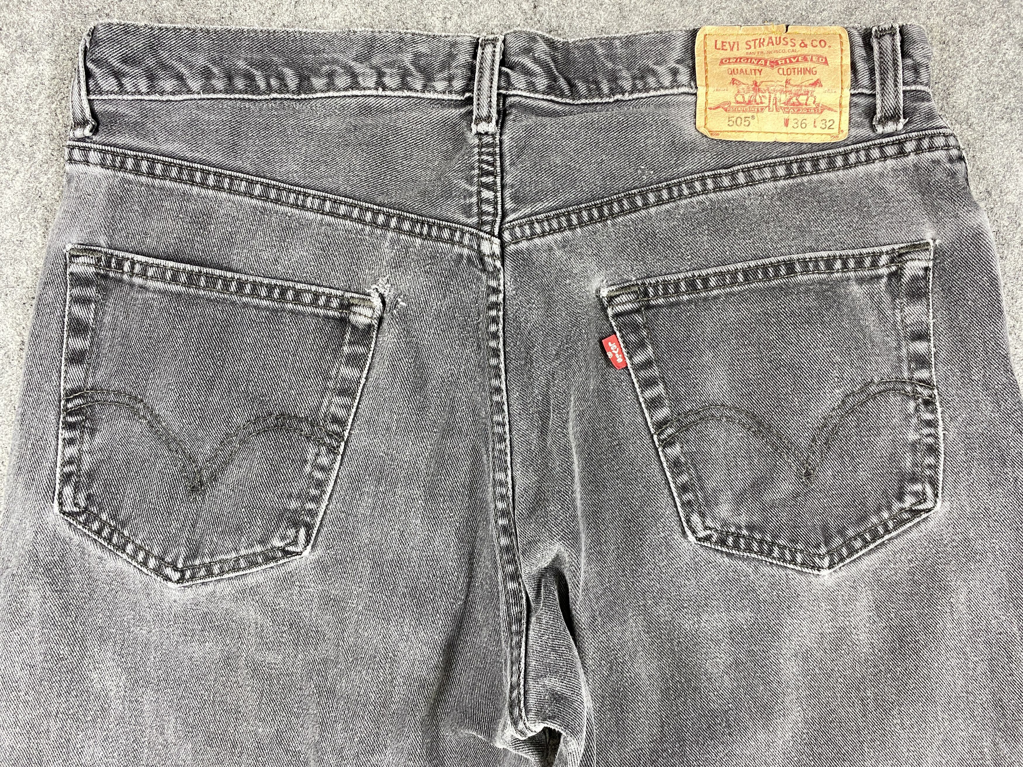 Levi's Black Distressed Vintage Levi's 505 35x29.5 Denim JN1279 Size US 35 - 4 Thumbnail
