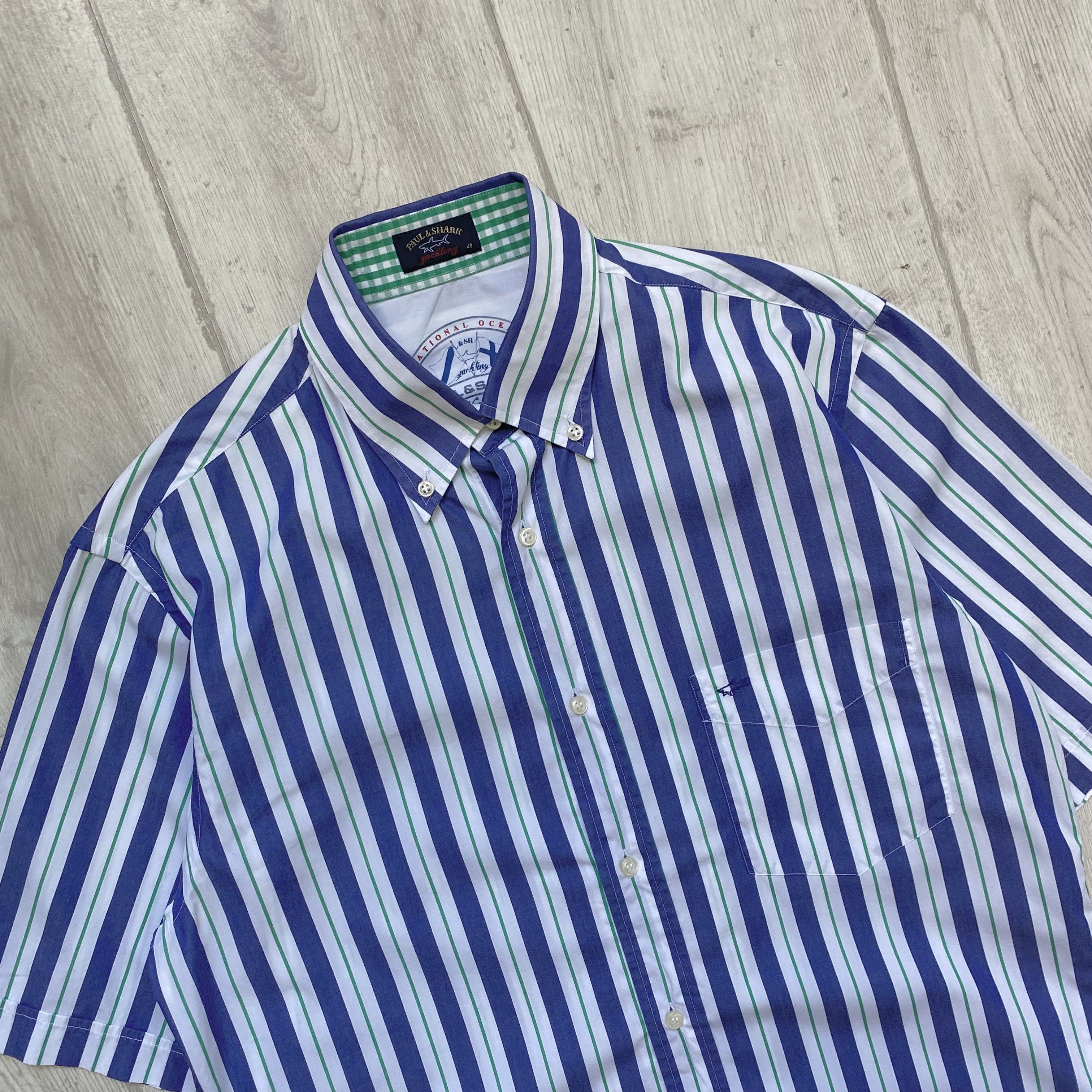 Paul & Shark 🛥️ Oldmoney Paul Shark striped shirt shorts sleeve Vintage Size US M / EU 48-50 / 2 - 2 Thumbnail