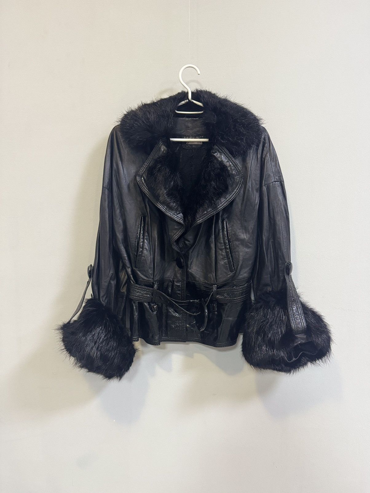 Fay Women's Down leather Jacket Fur Faux Hype Y2K