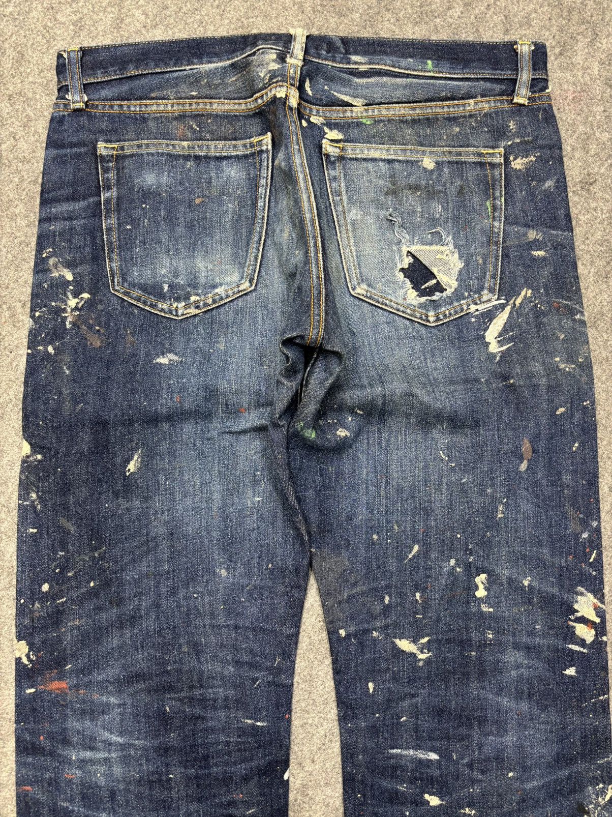 Japanese Brand 💥ART💥Uniqlo Japan Heavy Paint Splatter Selvedge Denim F673 Size US 34 / EU 50 - 18 Thumbnail