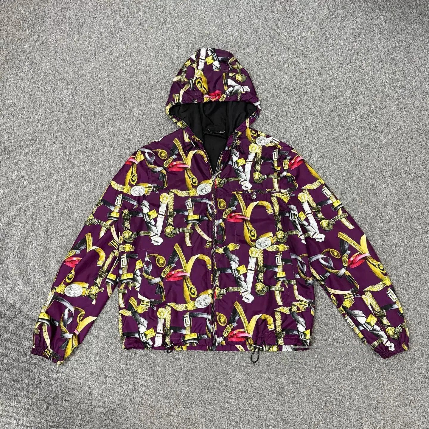 Versace Multi-Color Printed Hooded Light Jacket. Size US S / EU 44-46 / 1 - 1 Thumbnail