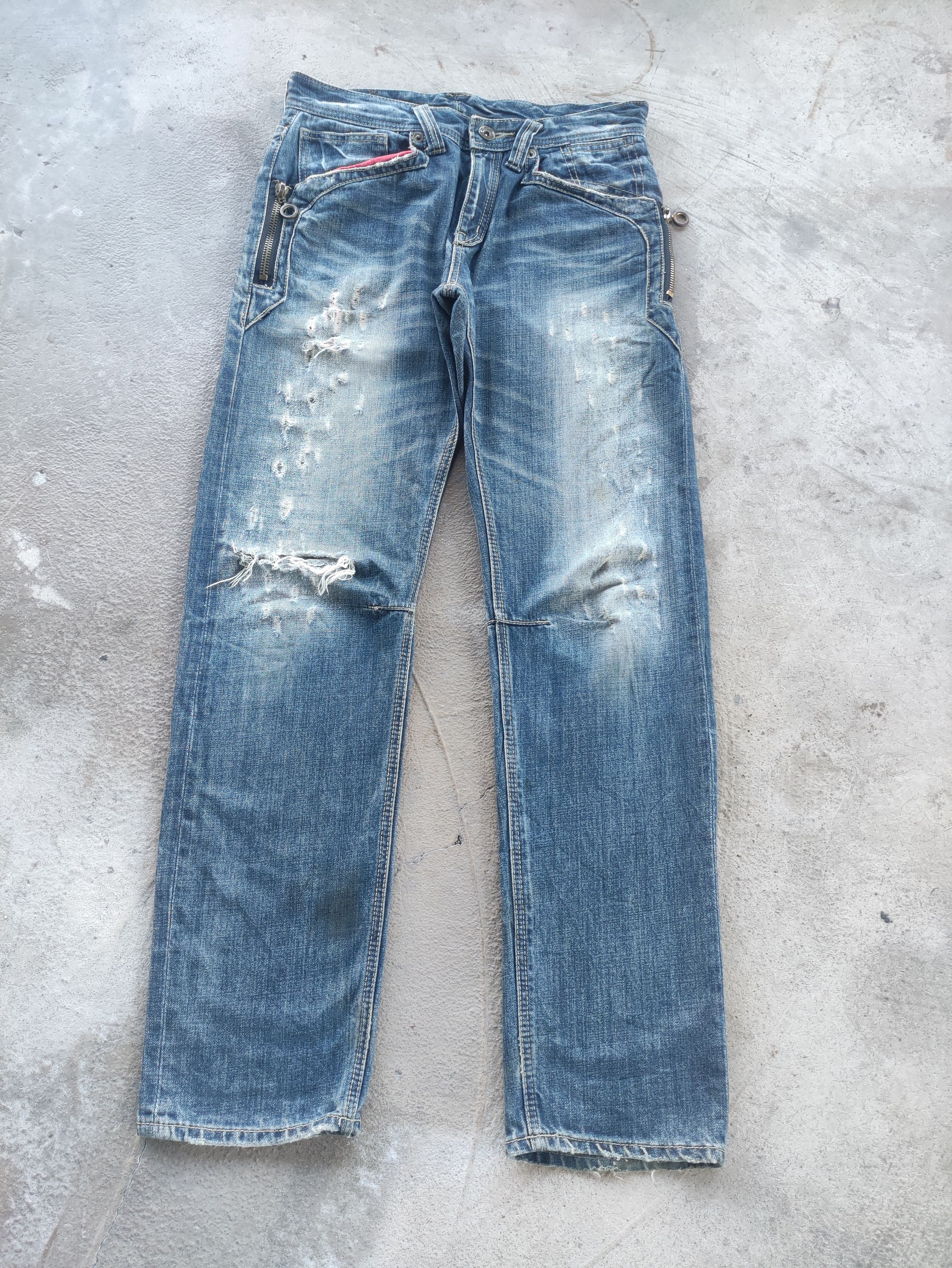Japanese Brand Vintage Japanese Jean Distressed Faded Denim Size US 33 - 1 Thumbnail