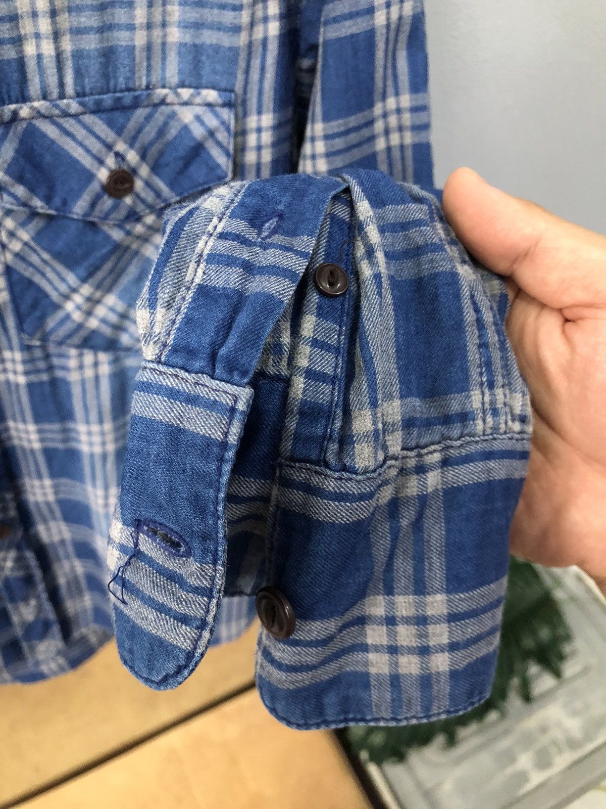 Japanese Brand × Vintage Sevendays sunday blue check distressed button ups Size US S / EU 44-46 / 1 - 5 Thumbnail