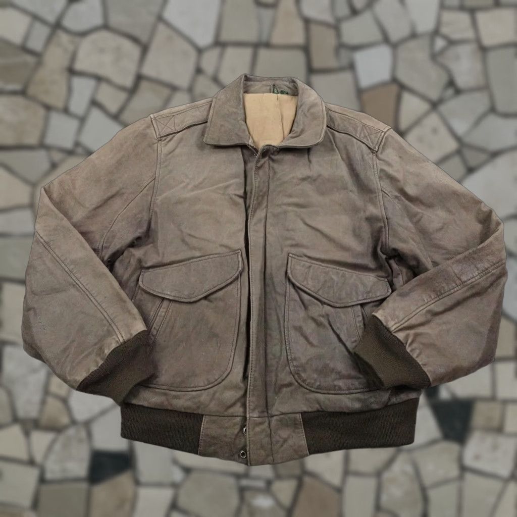 Vintage VINTAGE Hunt Club Jacket Mens 42R Tall Brown Leather Bomber Camo Lined Coat Size US XS / EU 42 / 0 - 1 Thumbnail