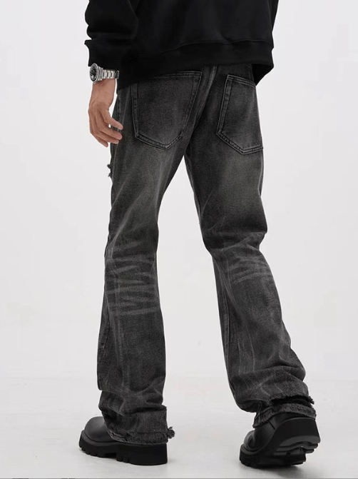 Japanese Brand × Jean Street black men's straight retro casual washed ripped jeans Size US 32 / EU 48 - 3 Thumbnail