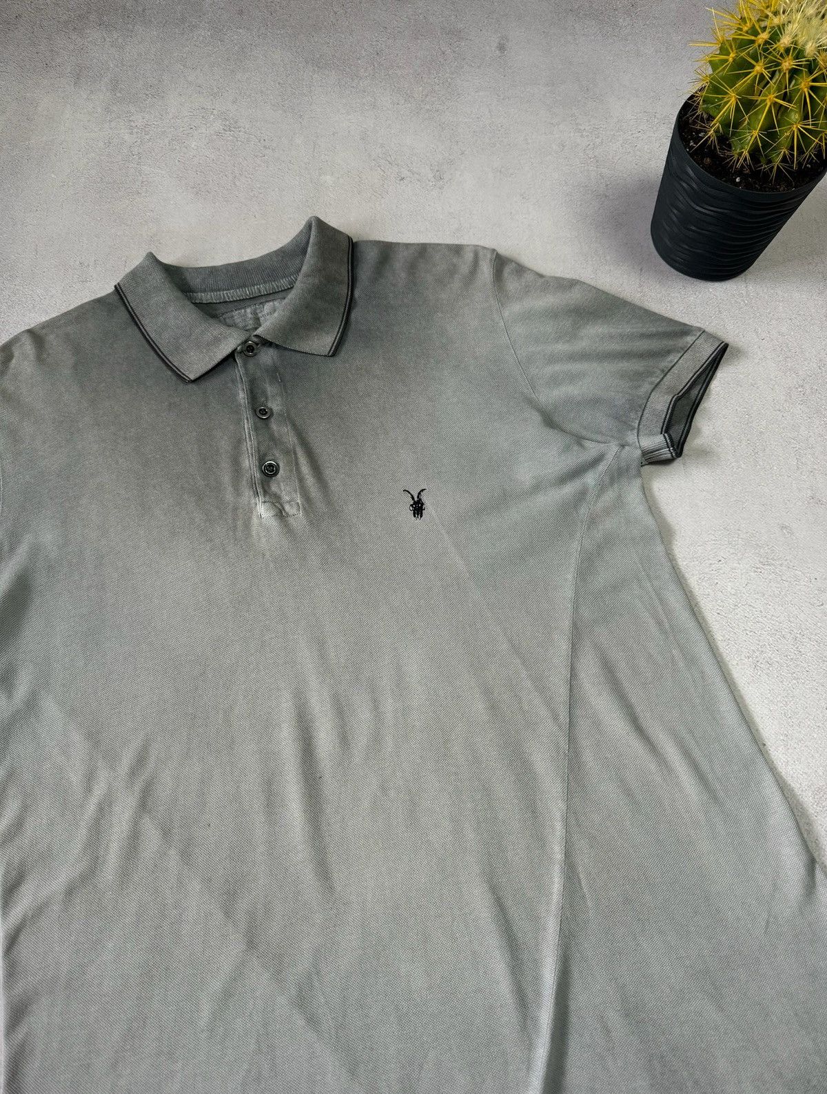 Allsaints Vintage Allsaints Polo Shirt Mens Avant-Garde Grunge 90s Size US L / EU 52-54 / 3 - 3 Thumbnail