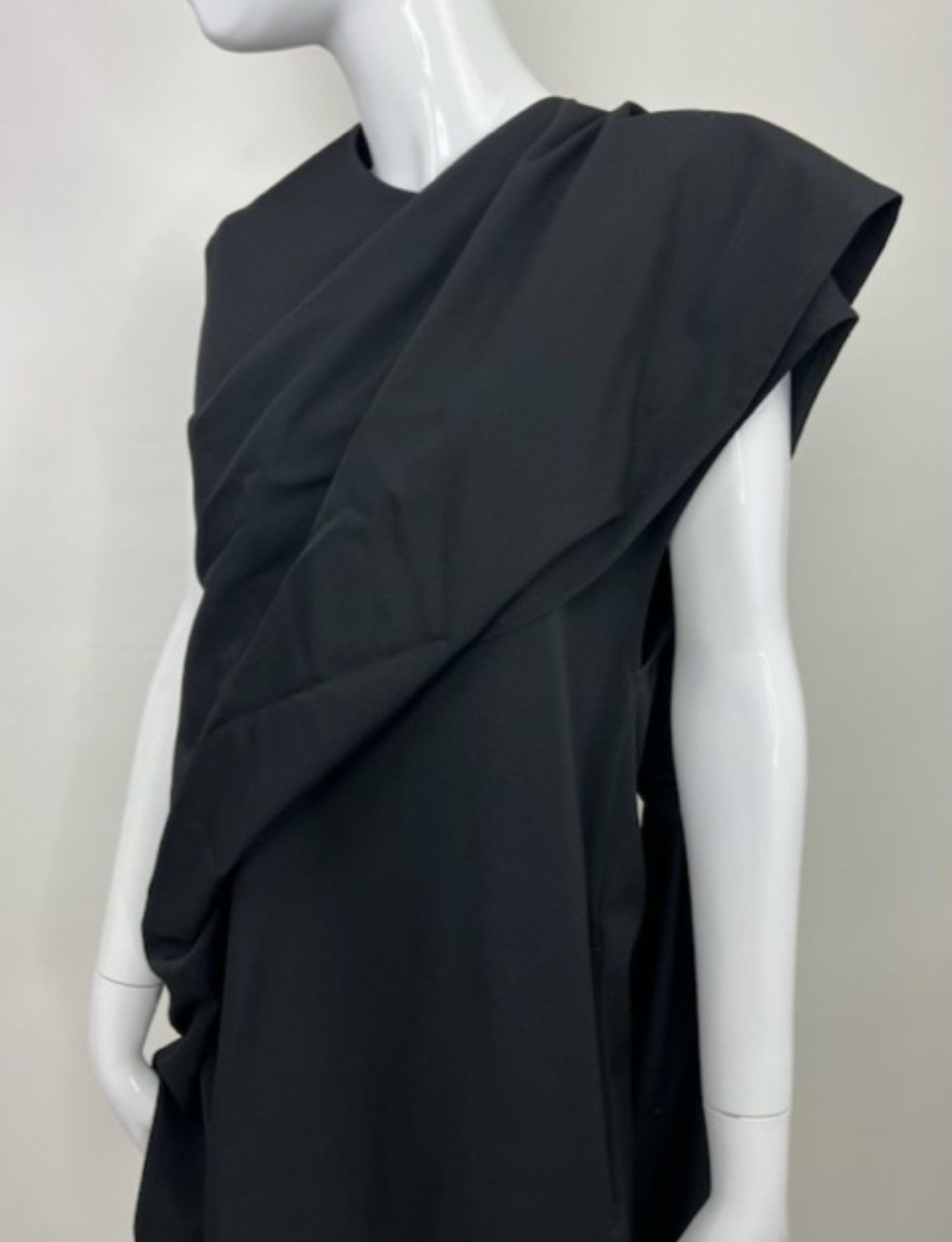 Limi Feu × Yohji Yamamoto Limi Feu Asymmetric Draped Wool Dress Size S / US 4 / IT 40 - 3 Thumbnail