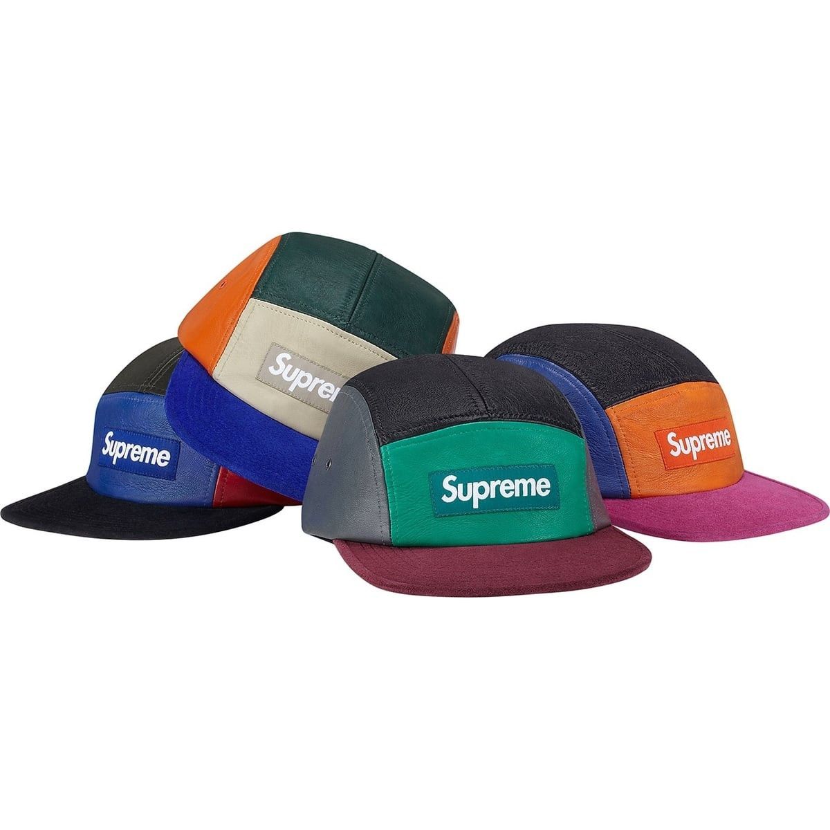 Supreme Supreme Camp Cap Hat 5 Panel Leather Suede Red Blue Size ONE SIZE - 14 Thumbnail