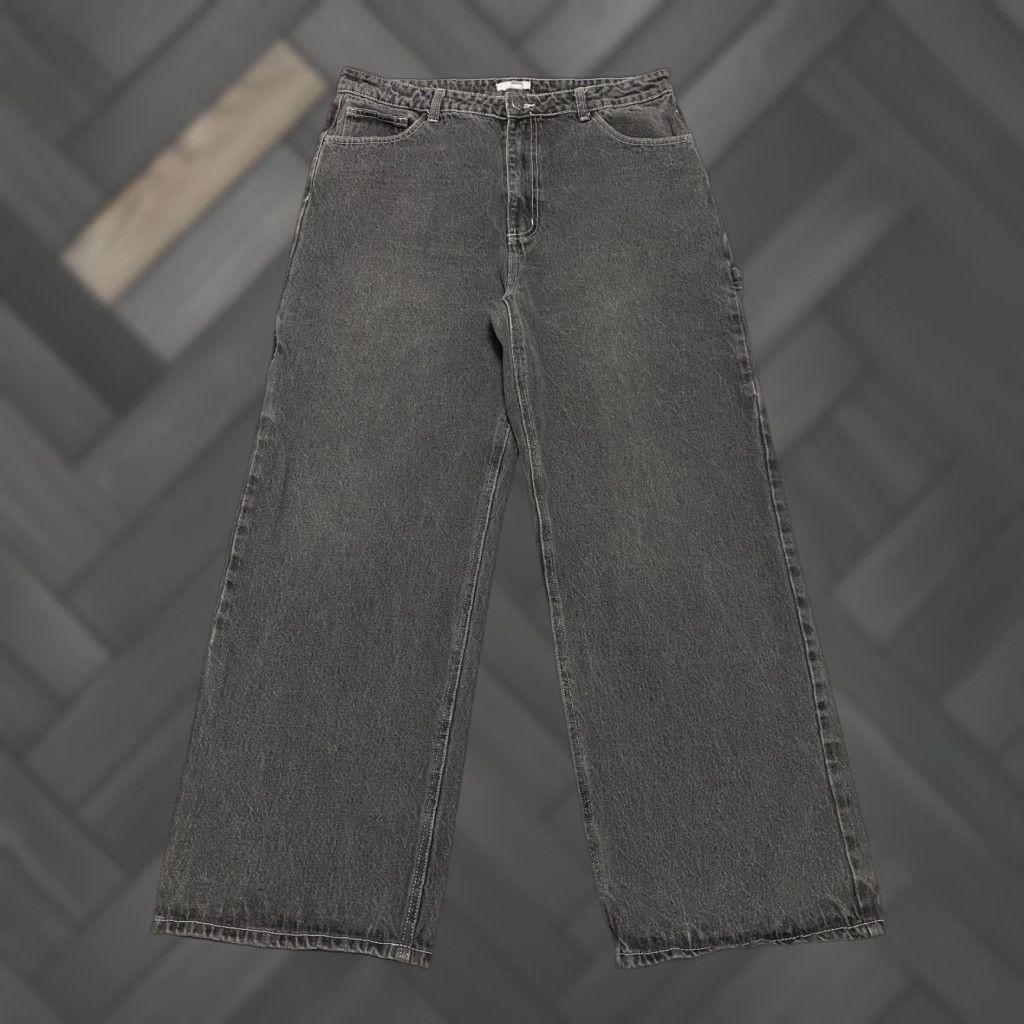 Vintage BP Jeans Carpenter Wide-Leg High Rise 34 Black Charcoal Wash Women Power Relaxed Denim 100% Cotton Jeans BP Size 24" / US 00 / IT 34 - 1 Thumbnail