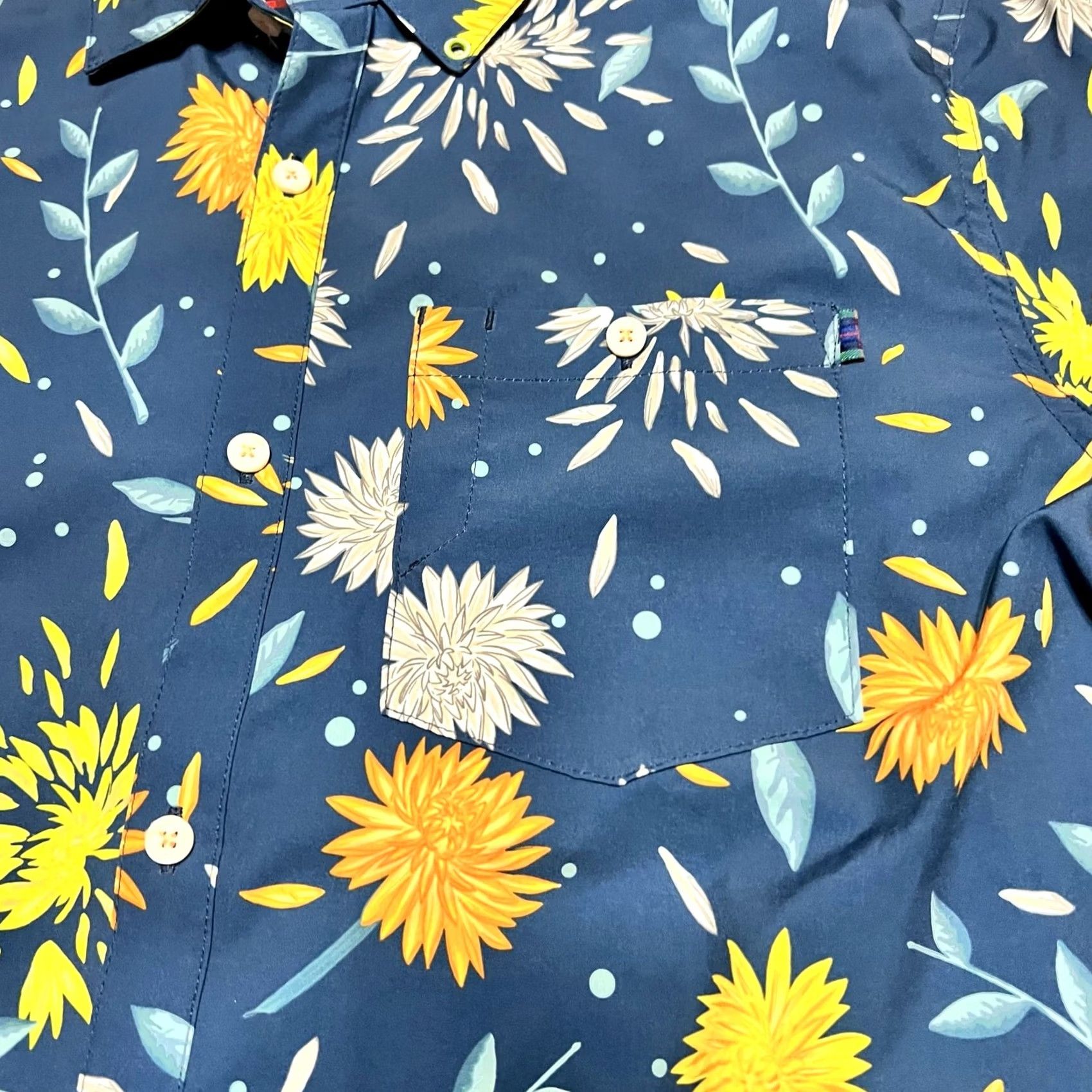 Vintage William Murray Shirt Mens Large Blue Floral Golf Stretch Button Up Button Size US L / EU 52-54 / 3 - 2 Thumbnail