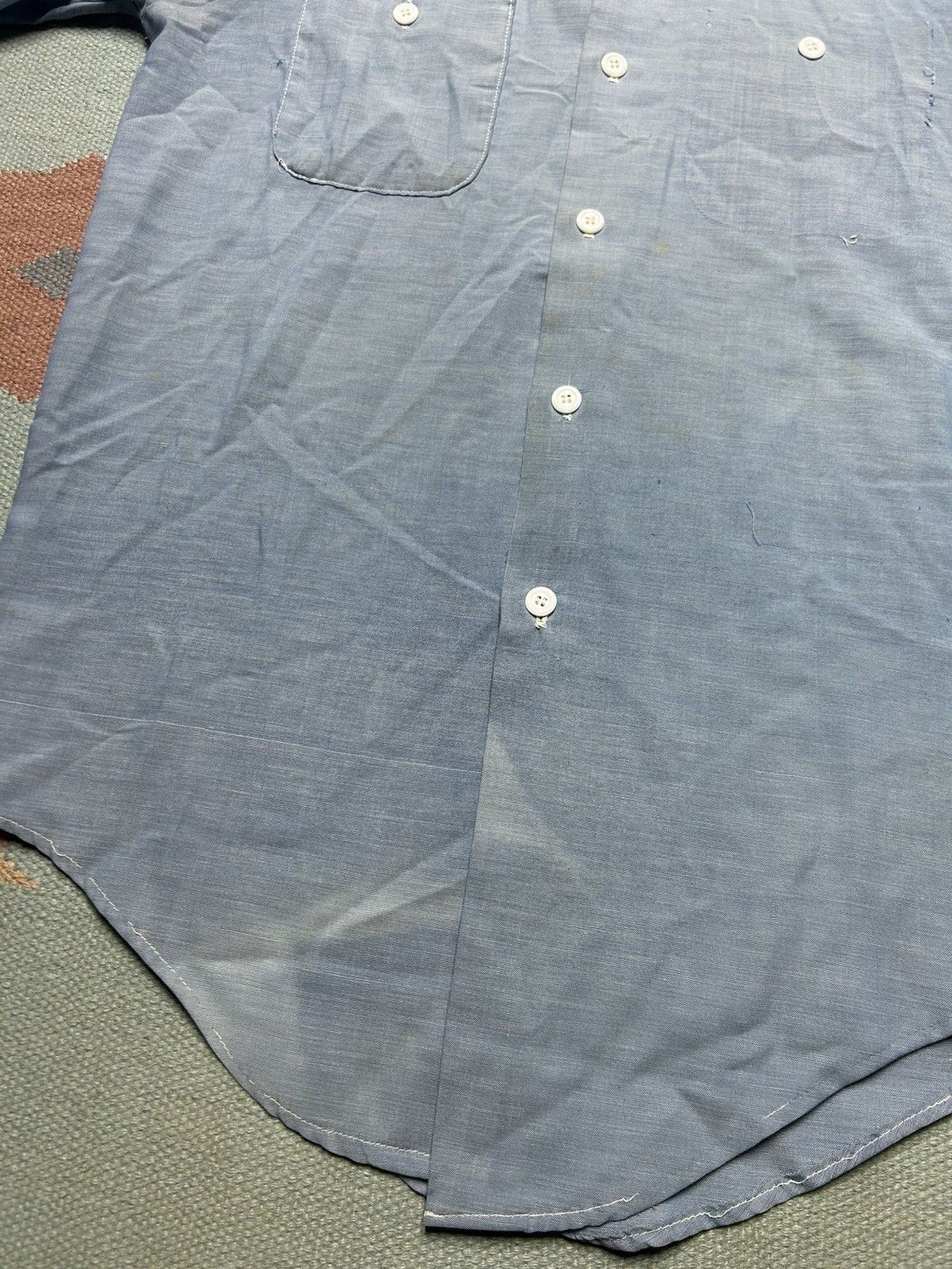 Vintage Vtg 1970s chambray work shirt King Kole distressed AS IS M Size US M / EU 48-50 / 2 - 5 Thumbnail