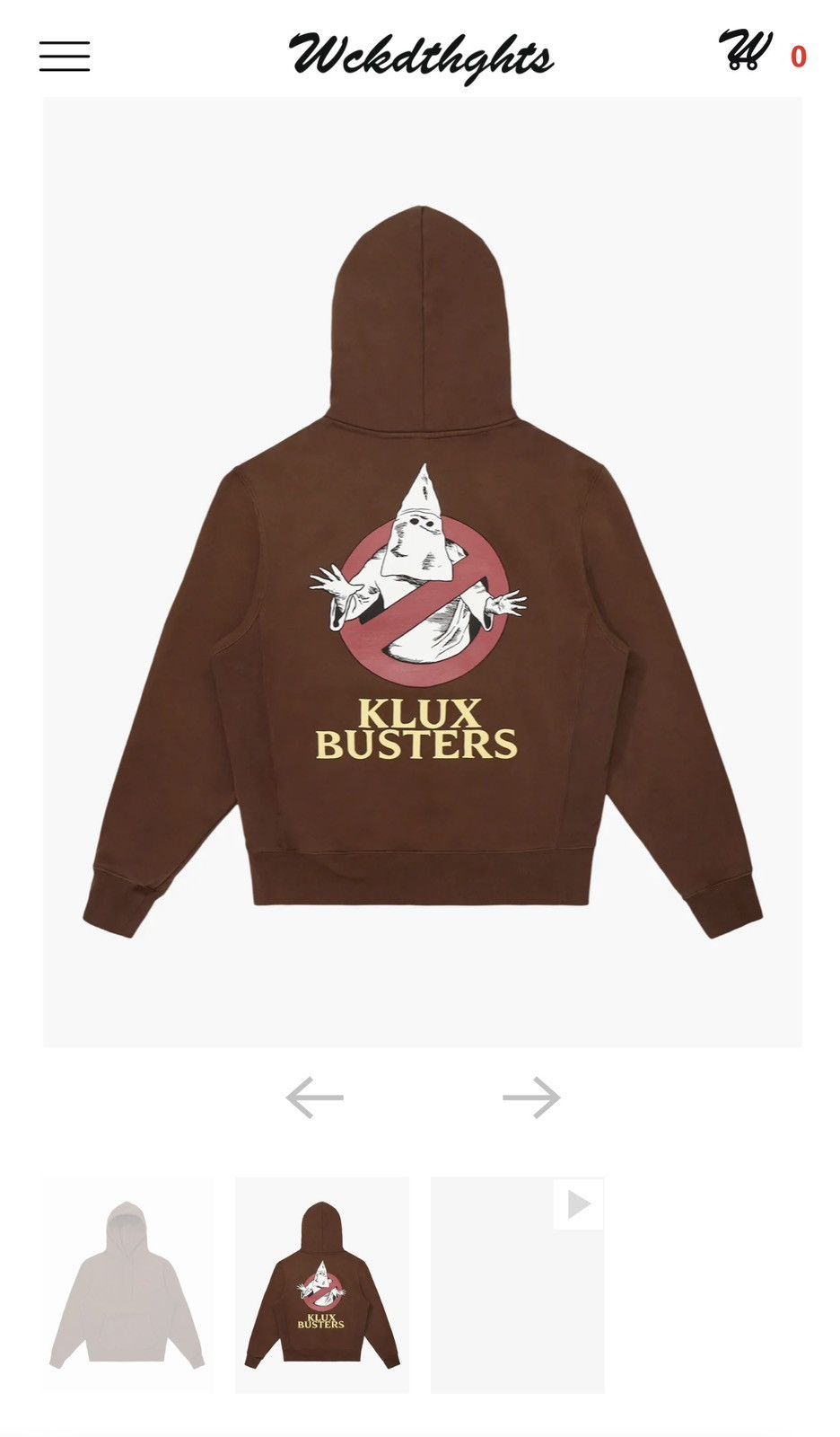 image of Wckdthghts Kluxbuster Brown Hoodie, Men's (Size XL)