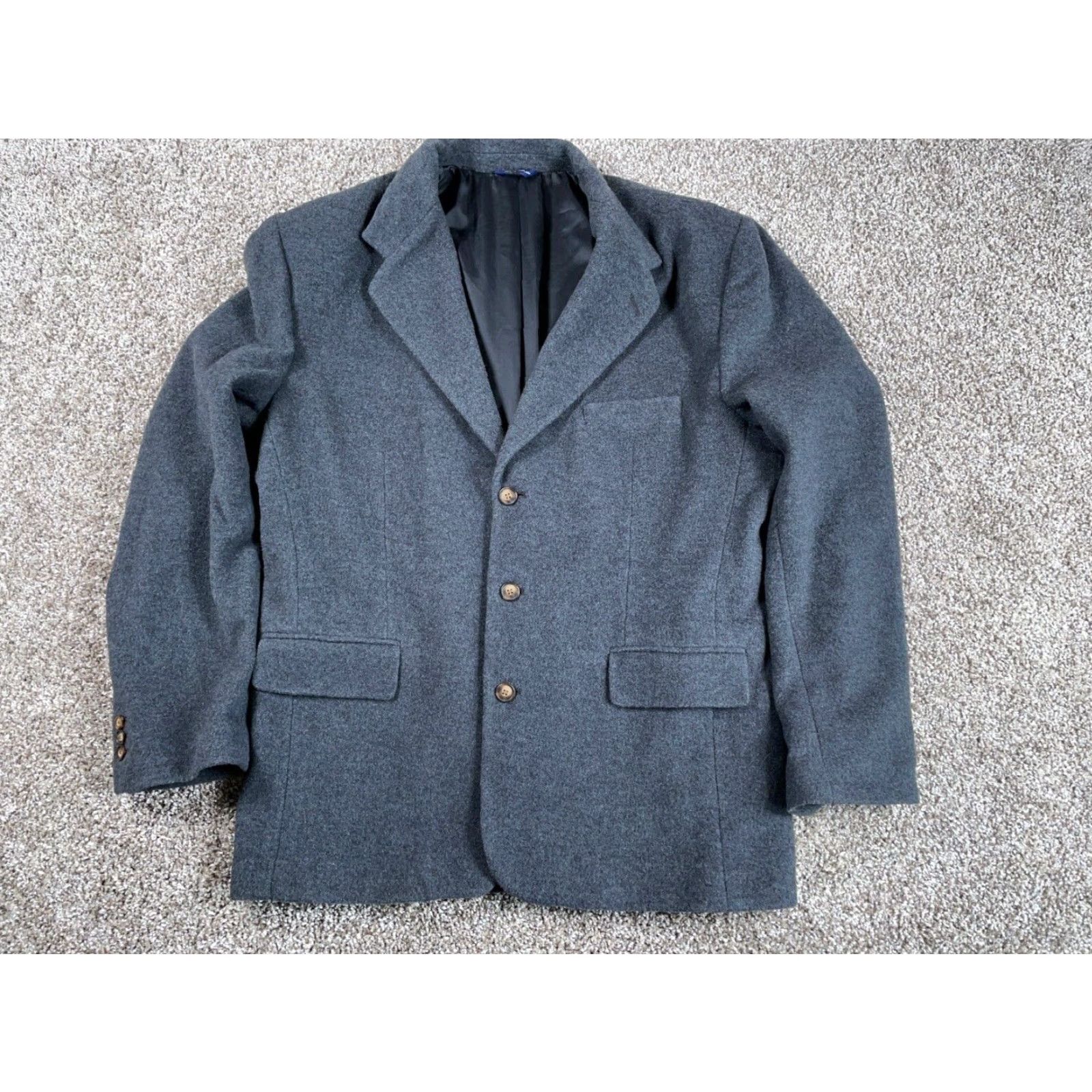 Gap GAP Blazer Jacket Three-Button Wool Dark Gray Men Large L Notch 2 Piece Classic Preppy Casual Vintage: No Size 42R - 2 Thumbnail