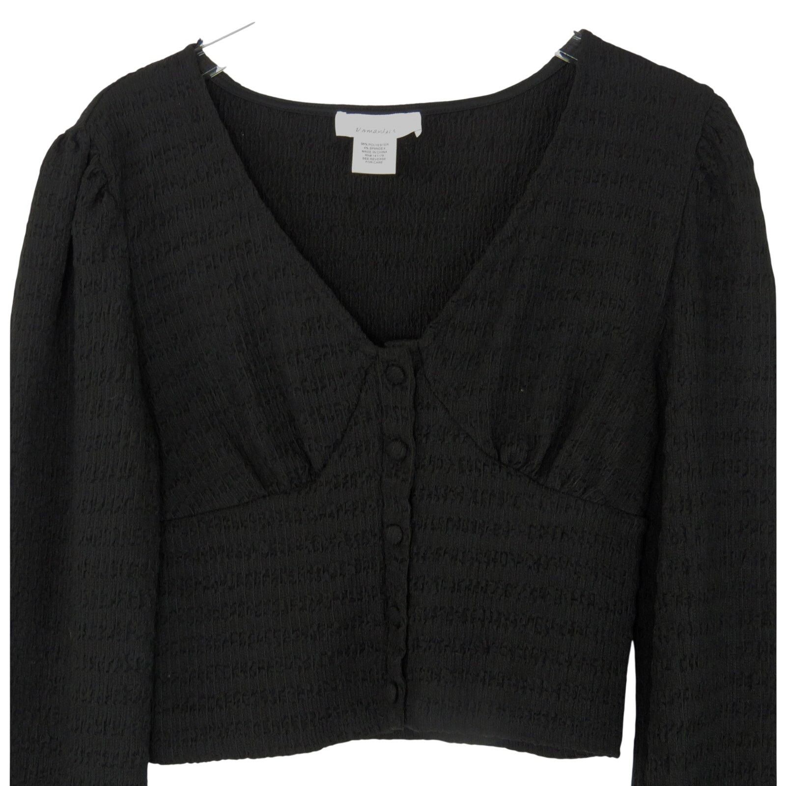 Macys Urban Romantics Black Cropped Long Sleeve Top Small Size S / US 4 / IT 40 - 4 Thumbnail