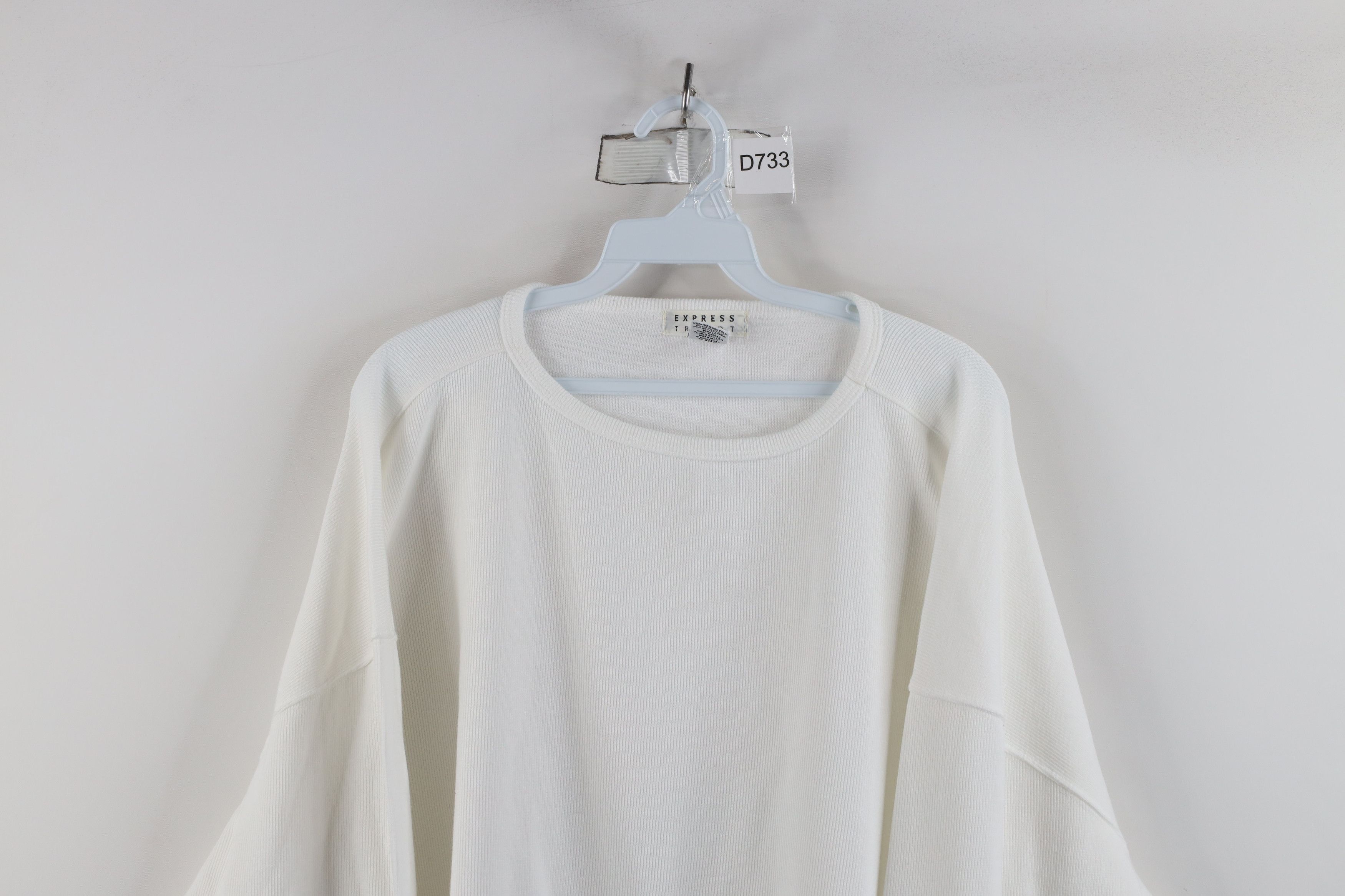 Express × Vintage Vintage 90s Express Cotton Ribbed Knit 3/4 Sleeve T-Shirt Size XL / US 12-14 / IT 48-50 - 2 Thumbnail