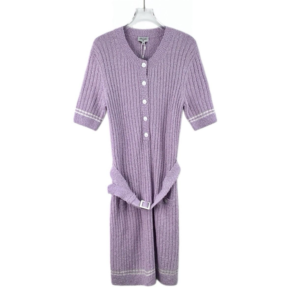 Chanel Chanel Lavender Belted Tweed Short Sleeve Dress K26WX Size M / US 6-8 / IT 42-44 - 1 Thumbnail