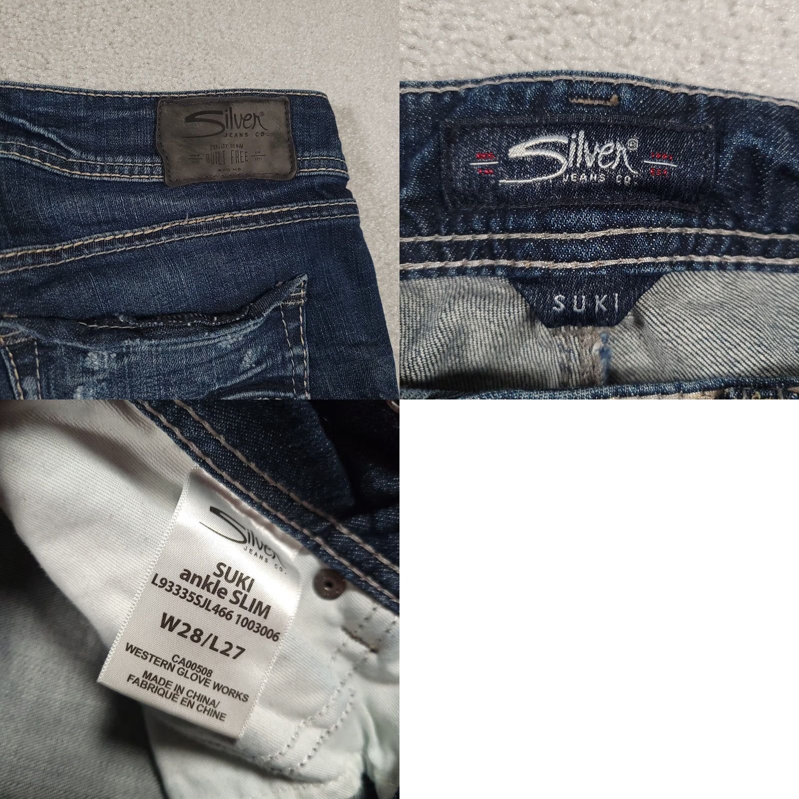 Silver Jeans Co. Silver Jeans SUKI Ankle SLIM Womens Size 28 Blue Denim Jeans Distressed Size 28" / US 6 / IT 42 - 9 Thumbnail