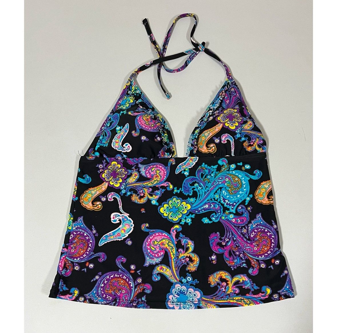 Bonobos × Japanese Brand × Vintage Bongo Paisley Boho Bohemian Tankini Top Swimwear Size M 🖤💜✨ Size M / US 6-8 / IT 42-44 - 1 Thumbnail