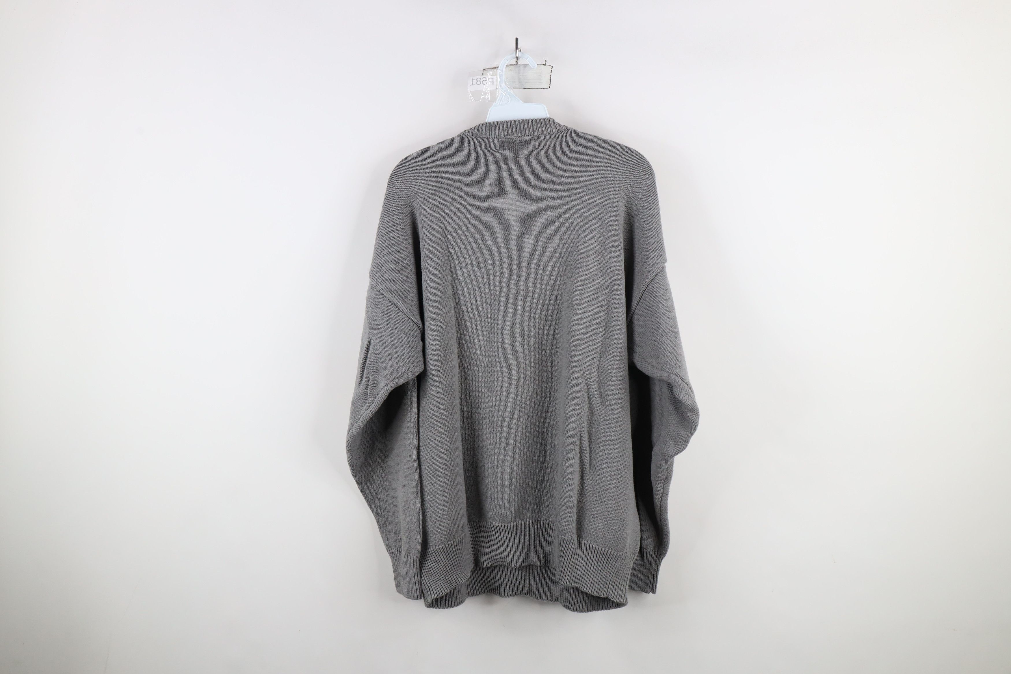 Vintage Vintage 90s Streetwear Blank Ribbed Knit V-Neck Sweater Gray Size US XL / EU 56 / 4 - 8 Thumbnail