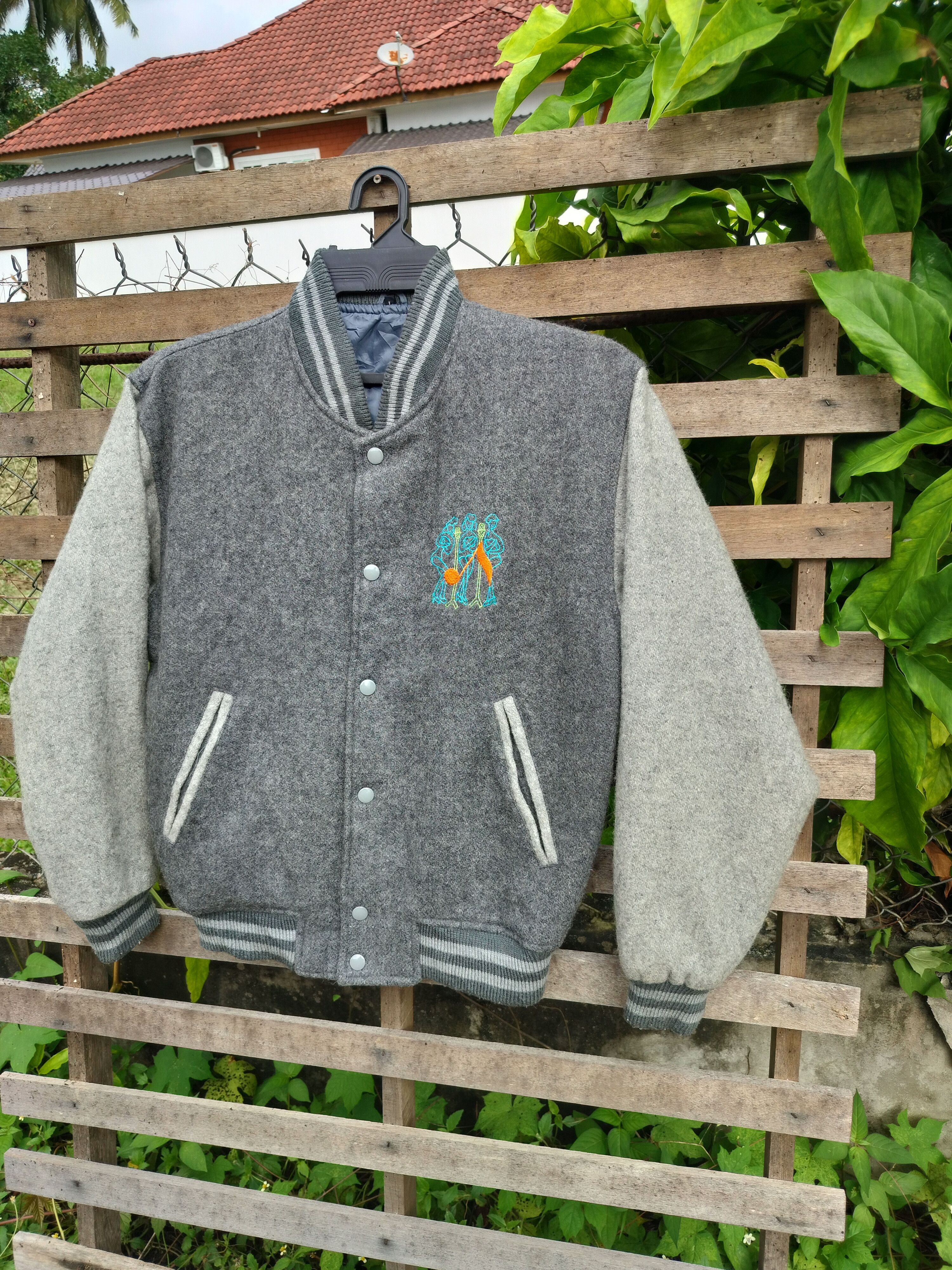 Japanese Brand EASY VOICE MOHAIR EMBROIDERY VARSITY JACKET Size US L / EU 52-54 / 3 - 5 Thumbnail