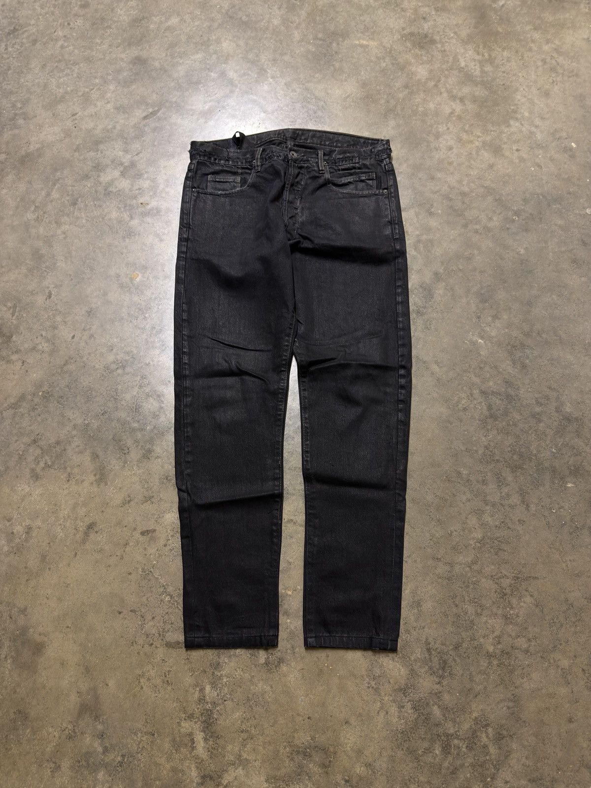 Rick Owens Rick Owens Olmar & Mirta Black Waxed Detroit Jeans Size US 30 / EU 46 - 1 Thumbnail