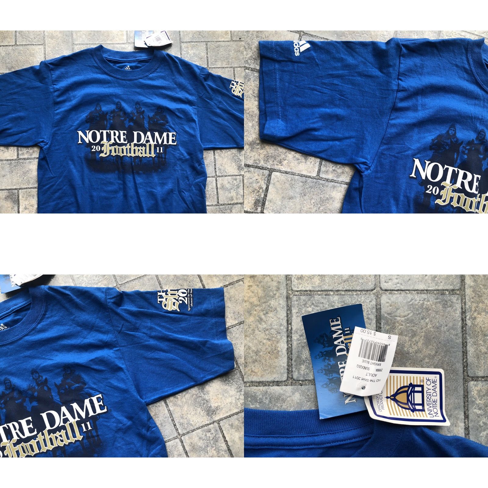 Adidas Notre Dame 2011 Football Adidas Mens SMALL T Shirt Blue Short Sleeve NWT Size US S / EU 44-46 / 1 - 8 Thumbnail