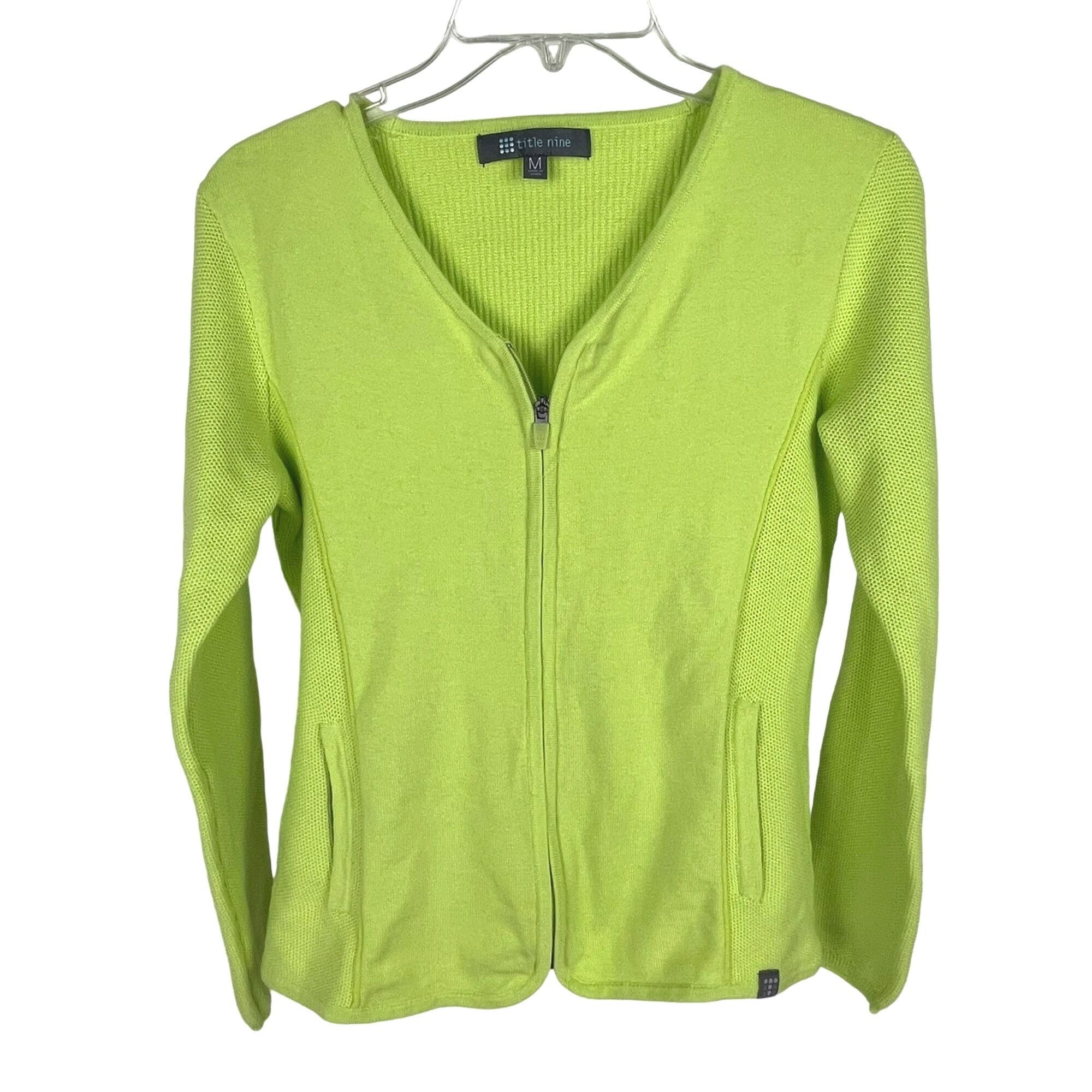Other Title Nine Lightweight Full-Zip Sweater Lime-Green V-Neck Sz Size M / US 6-8 / IT 42-44 - 1 Thumbnail