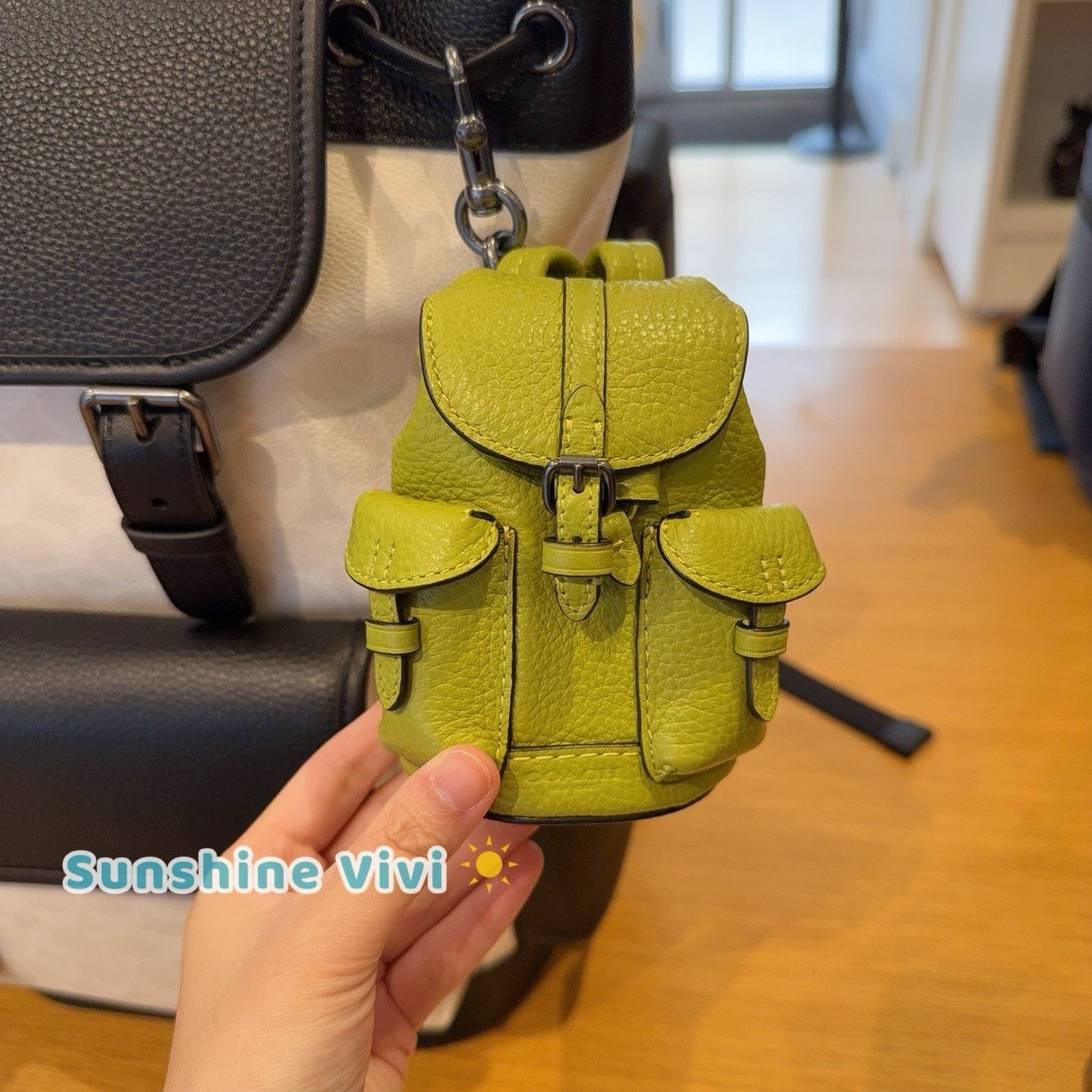 NWT Coach Mini Warner Backpack Bag Charm CBK60 Lime Green