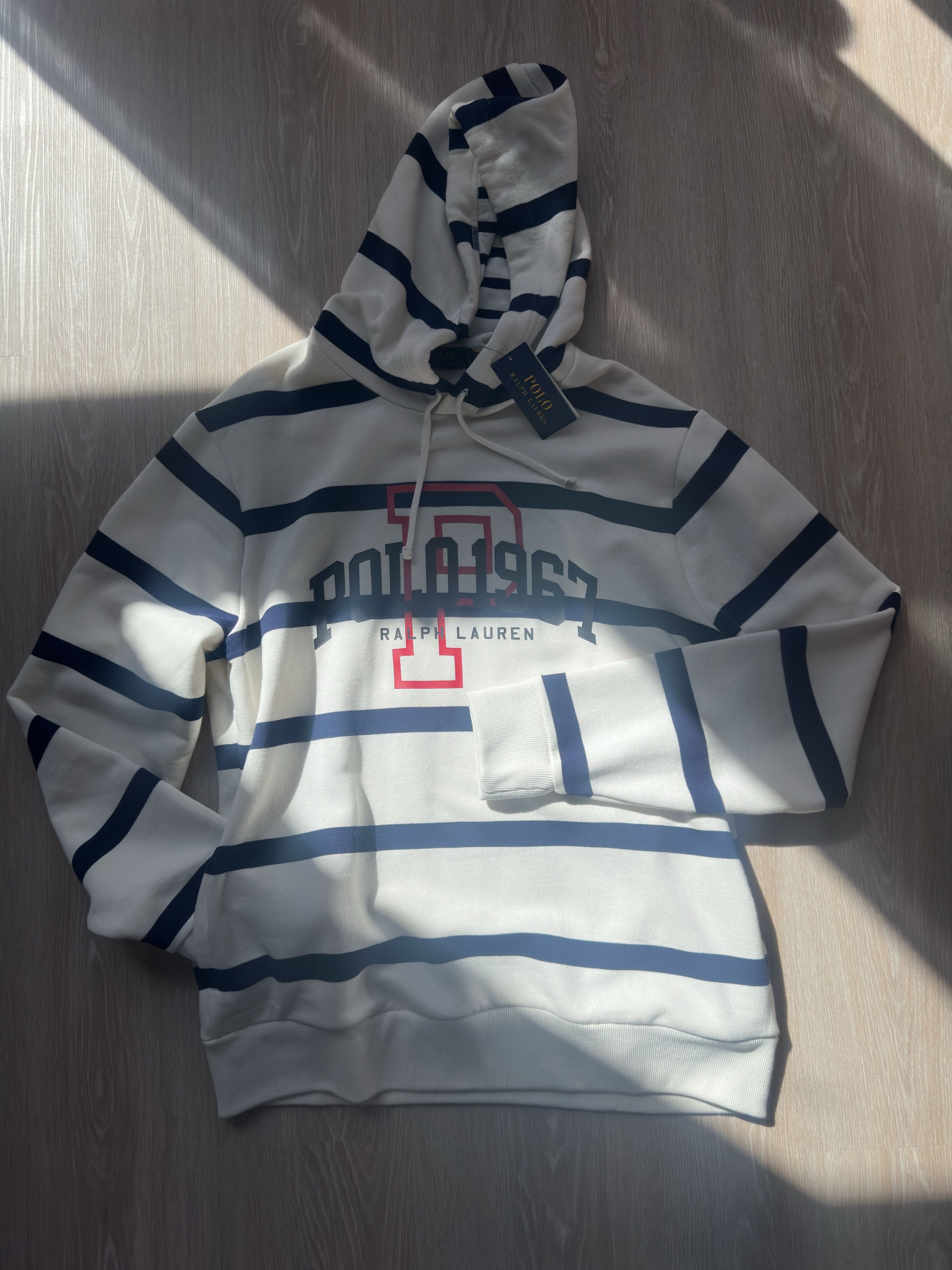 Polo Ralph Lauren Polo Ralph Lauren Logo Striped Fleece Hoodie Size US L / EU 52-54 / 3 - 1 Thumbnail