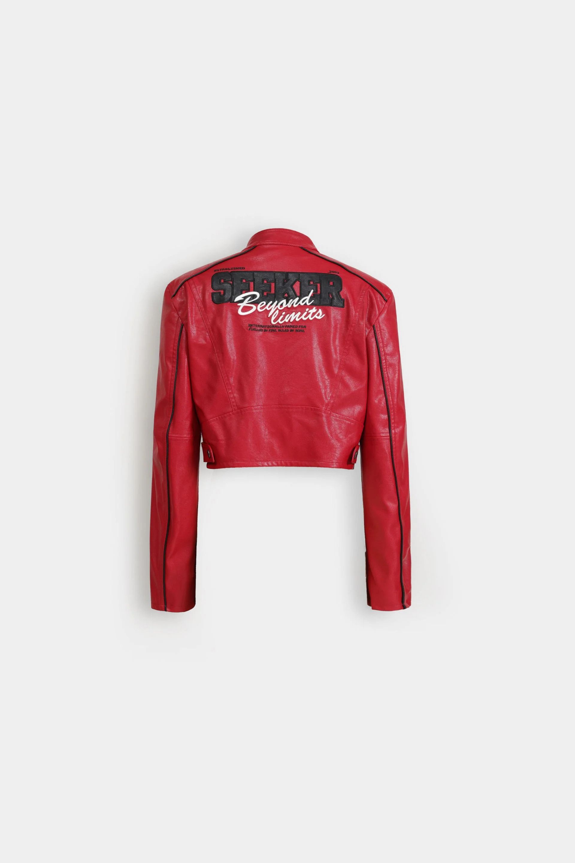 Other Red Faux Leather Jacket Women – Cropped Vegan Leather Jacket Size S / US 4 / IT 40 - 2 Thumbnail