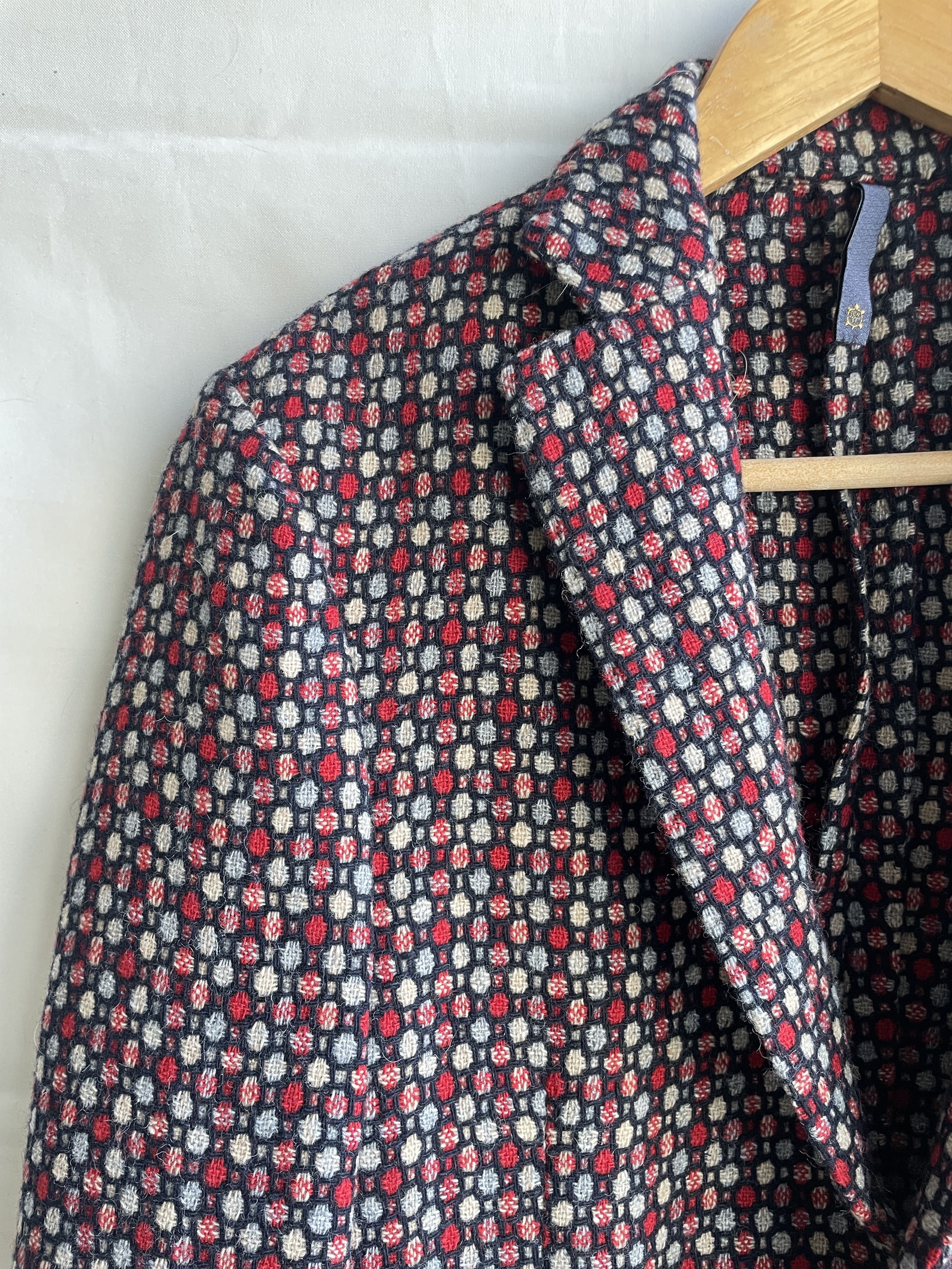 Slowear Montedoro Wool Blend Unstructured Textured Geometric Blazer Size 34R - 5 Thumbnail
