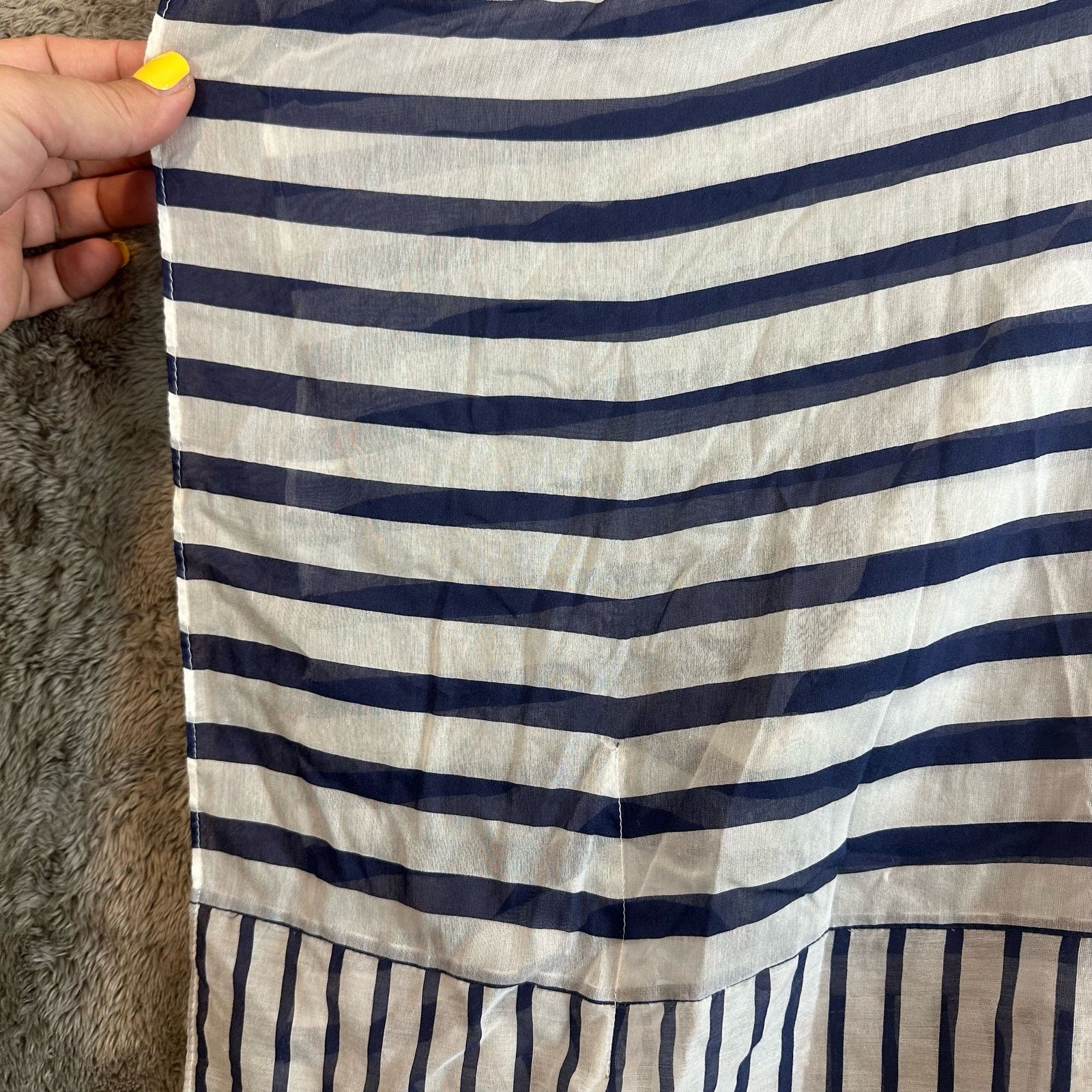 Other Talbots Silk Navy Blue White Kaftan Poncho Tunic Top S Size S / US 4 / IT 40 - 2 Thumbnail