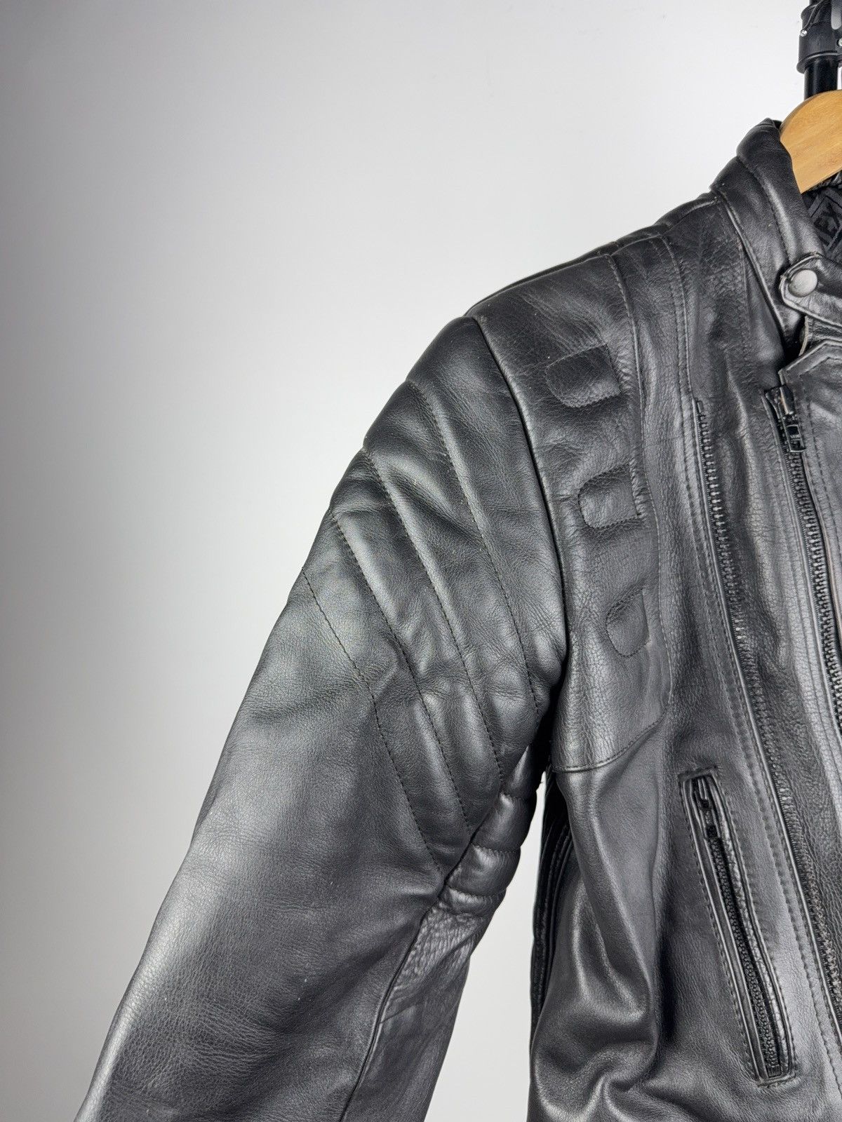 Leather Vntg 00s Heavy Leather Racing MOTO Bomber Jacket Punk Size US S / EU 44-46 / 1 - 4 Thumbnail