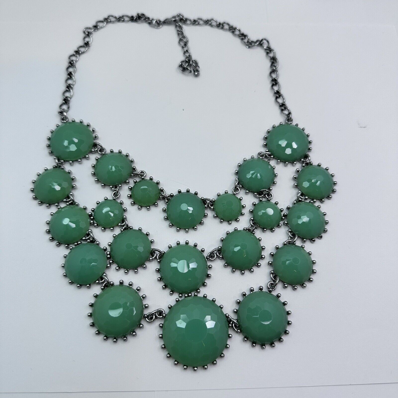 Unknown London Chunky Statement Mint Green Silver Tone Chain Necklace mcm Size ONE SIZE - 6 Thumbnail